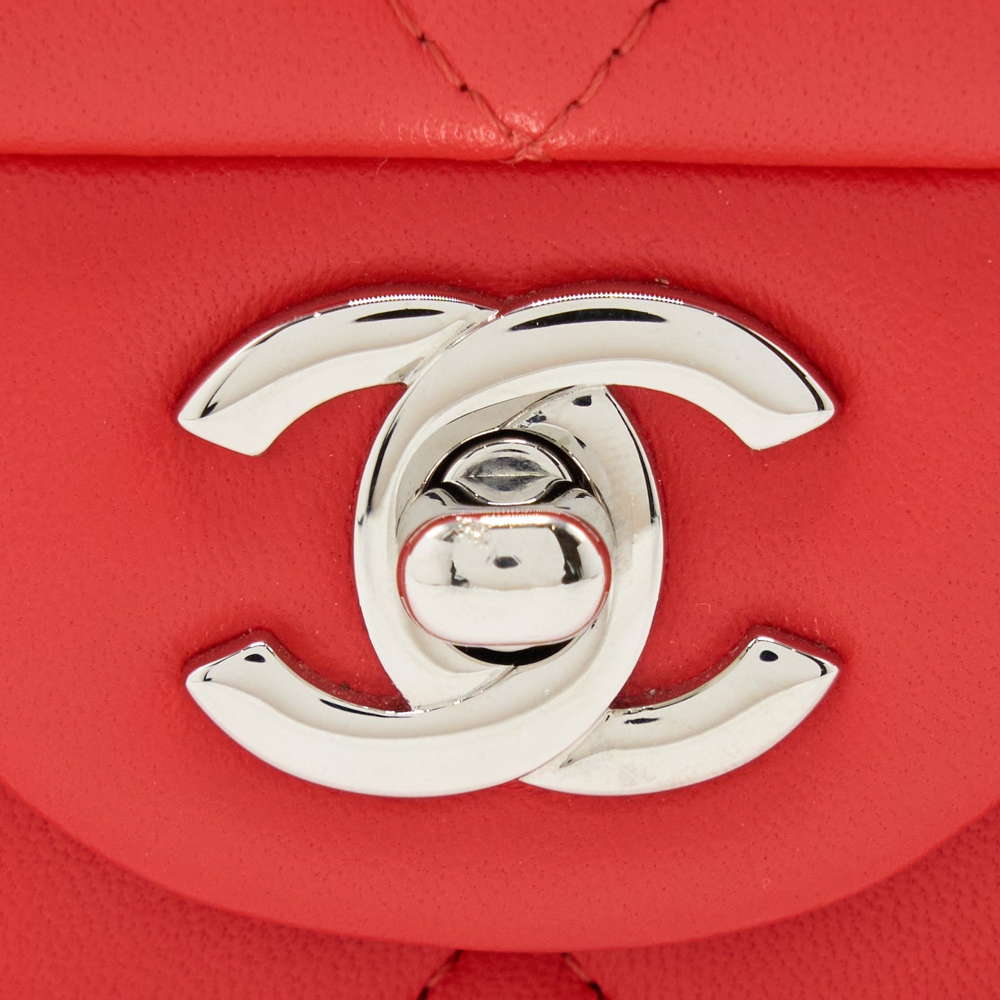 Chanel Mini Square Flap Bag Lambskin Orange Red