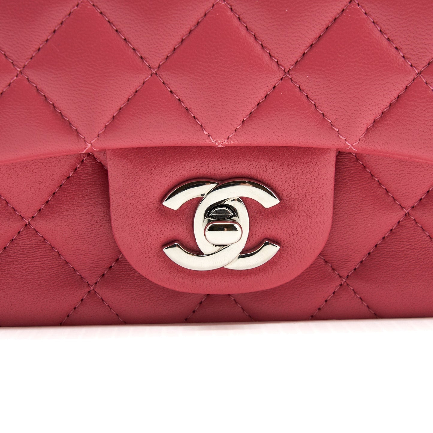 Chanel Mini Square Flap Bag Lambskin Pink