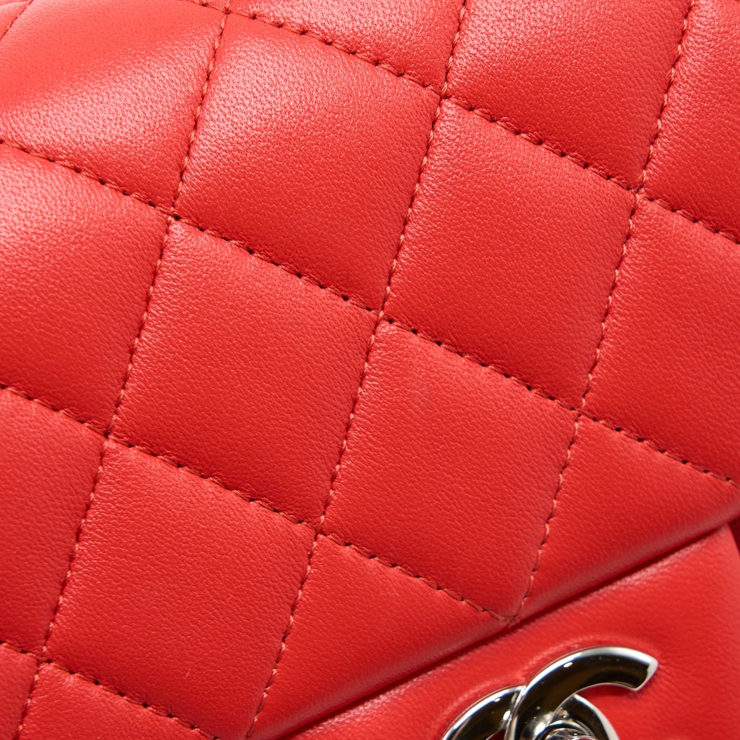 Chanel Mini Square Flap Bag Lambskin Orange Red
