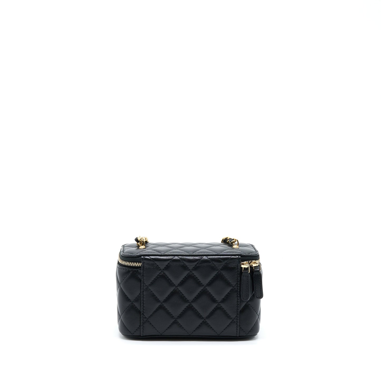 Chanel Pearl Crush Long Vanity With Chain Lambskin Black