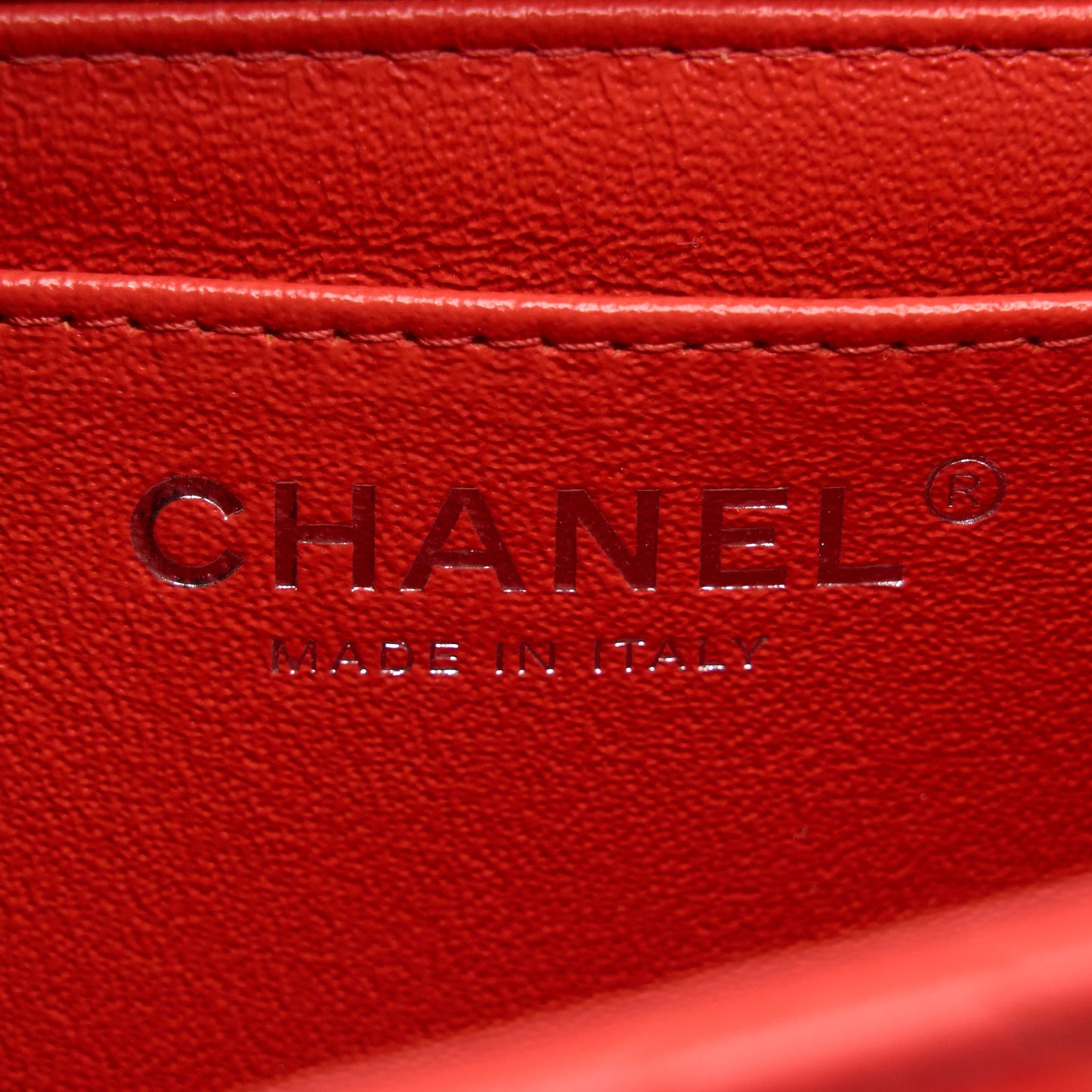 Chanel Mini Square Flap Bag Lambskin Orange Red