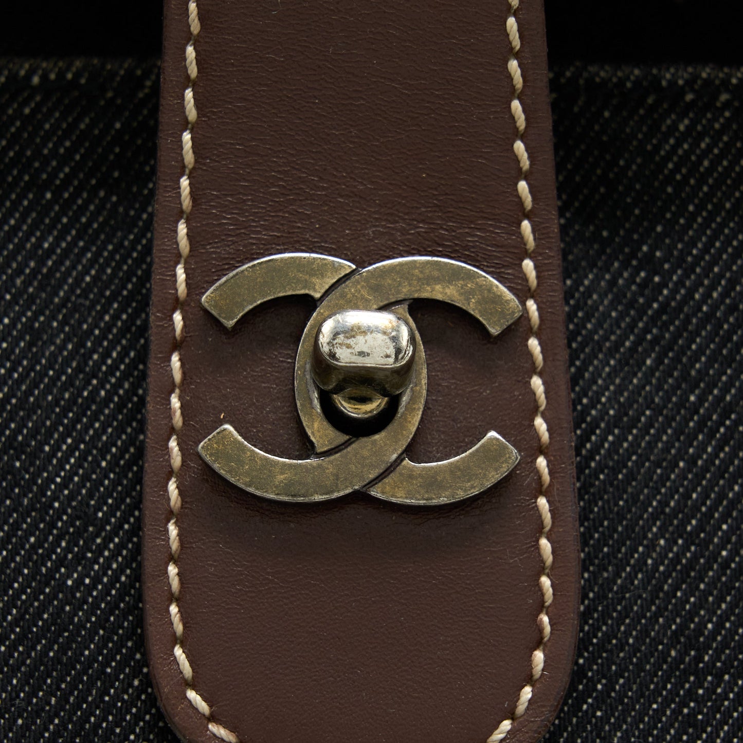 Chanel  Denim Tote Bag Ruthenium Sliver Hardware