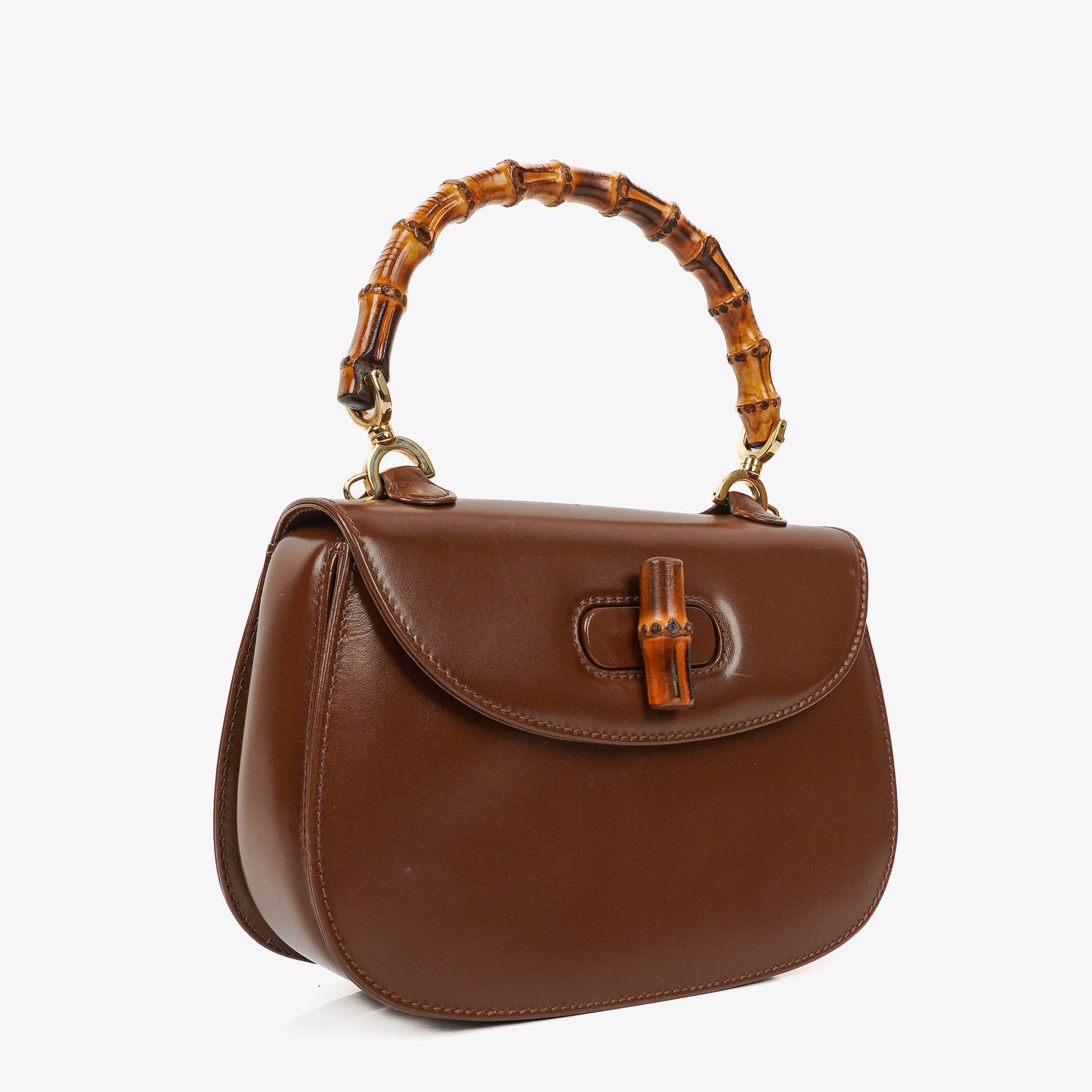 Gucci Bamboo Top Handle Brown Leather Bag