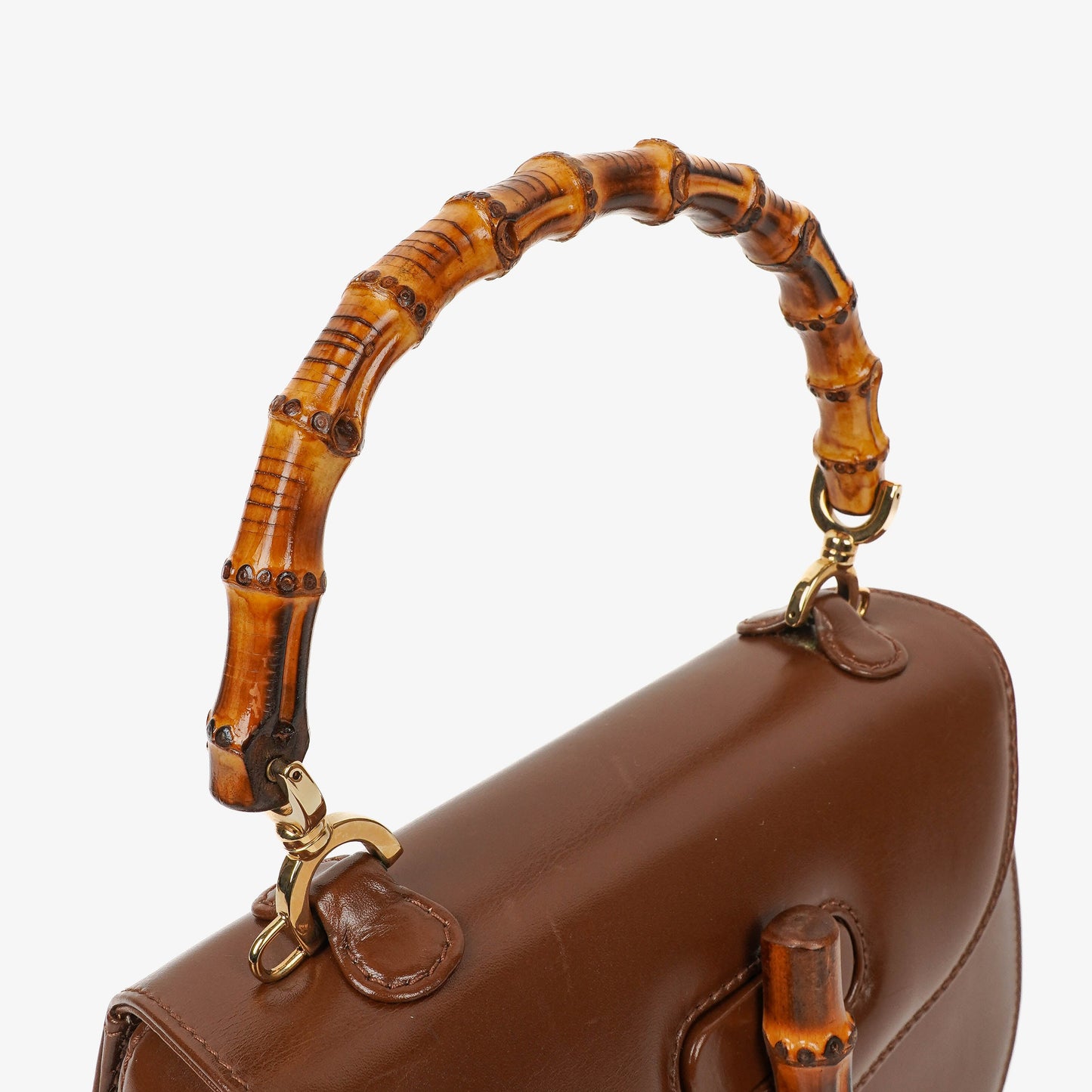 Gucci Bamboo Top Handle Brown Leather Bag