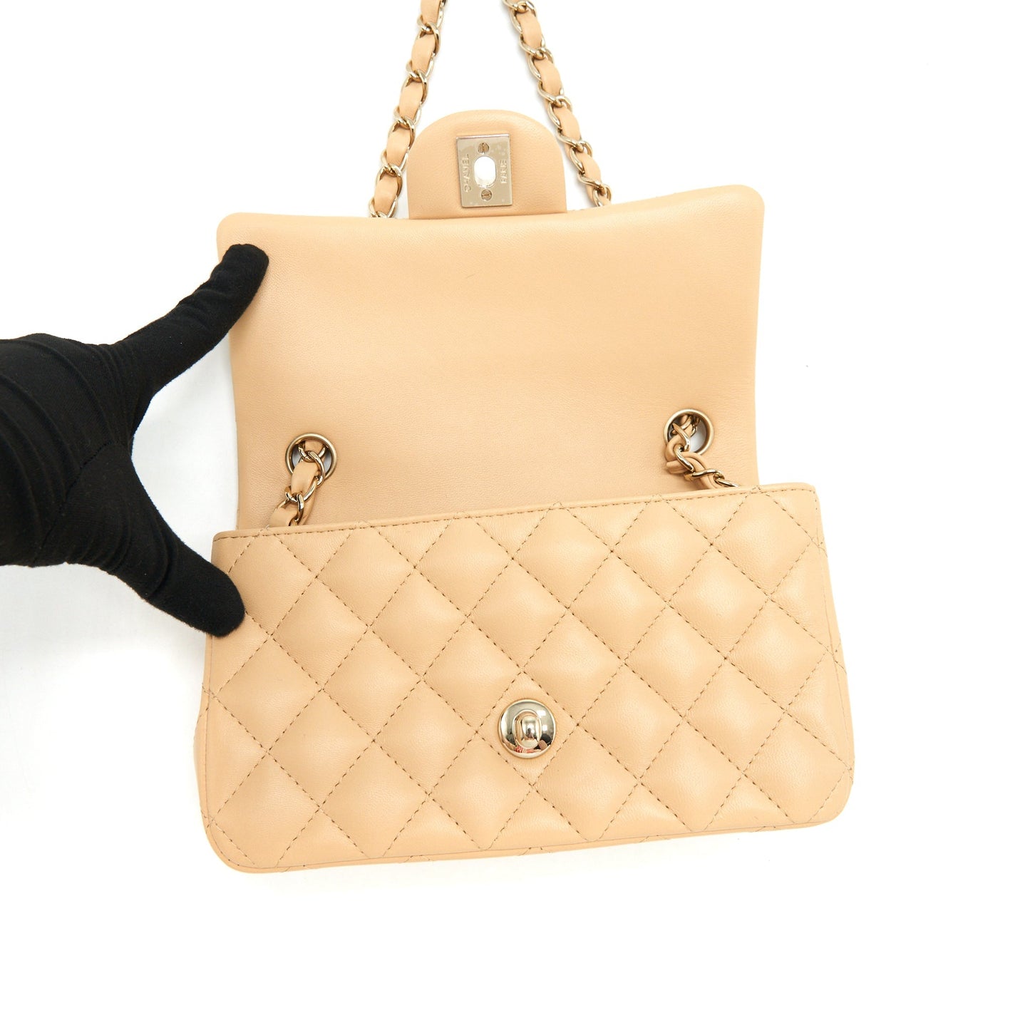 Chanel 22C Mini Rectangular Flap Bag Lambskin Beige L