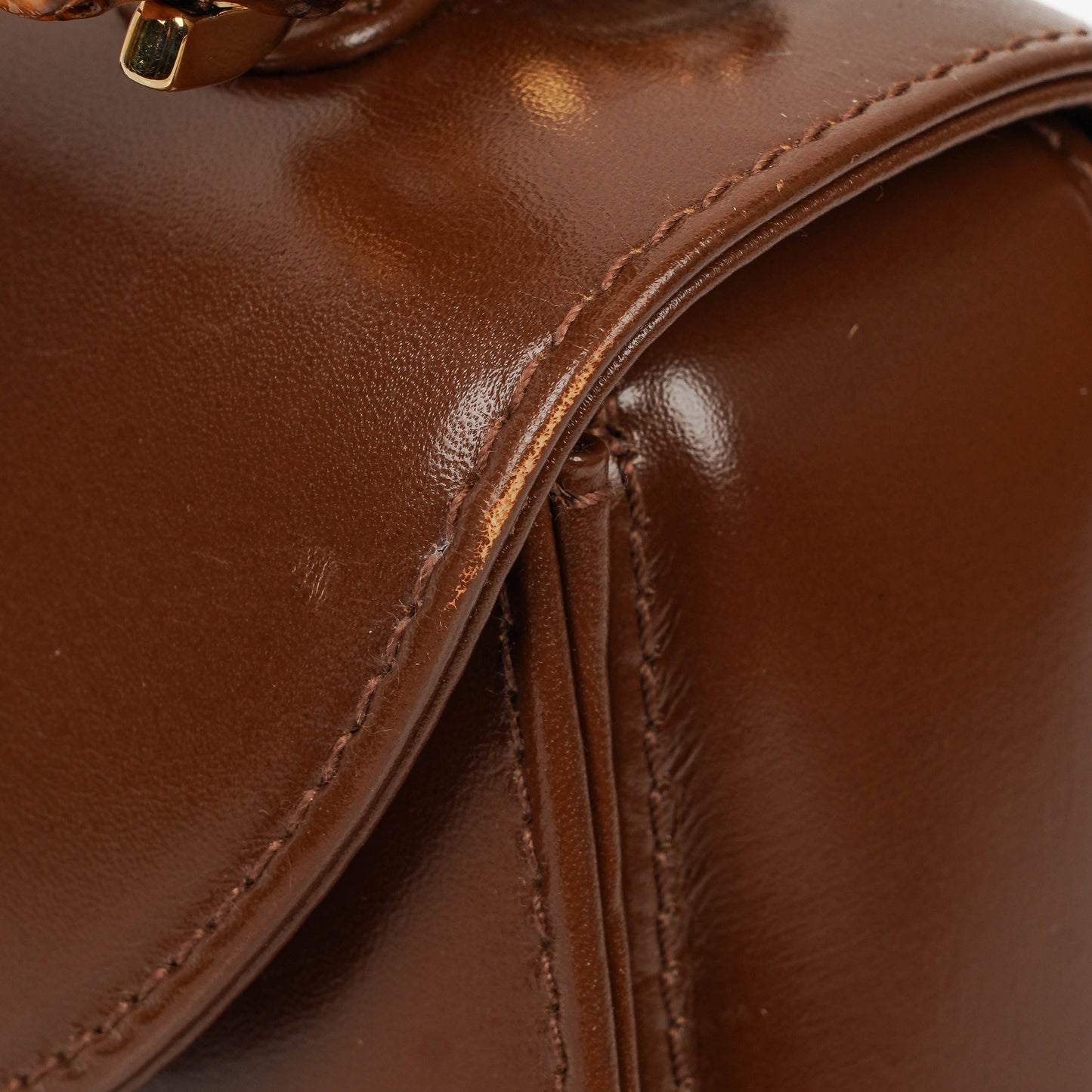 Gucci Bamboo Top Handle Brown Leather Bag