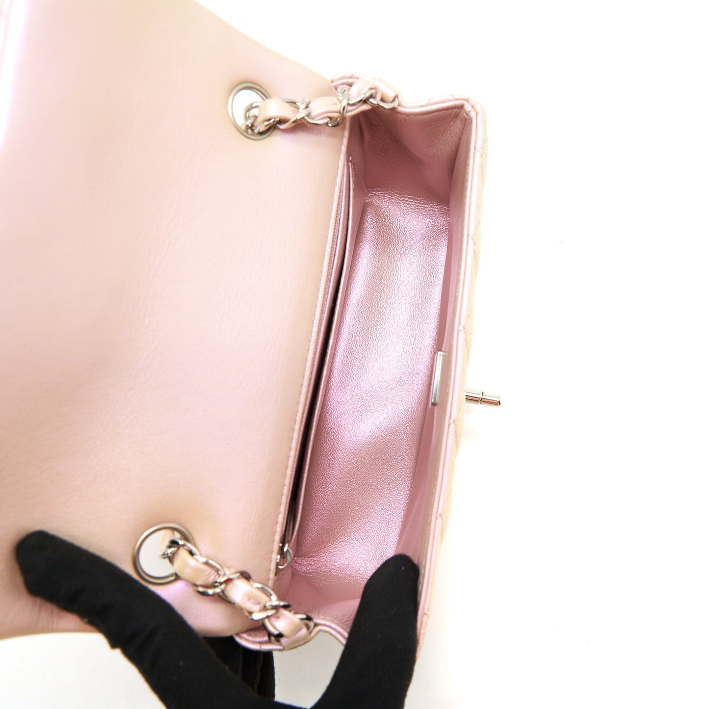 Chanel 21k Iridescent Mini Rectangular Calfskin Pink