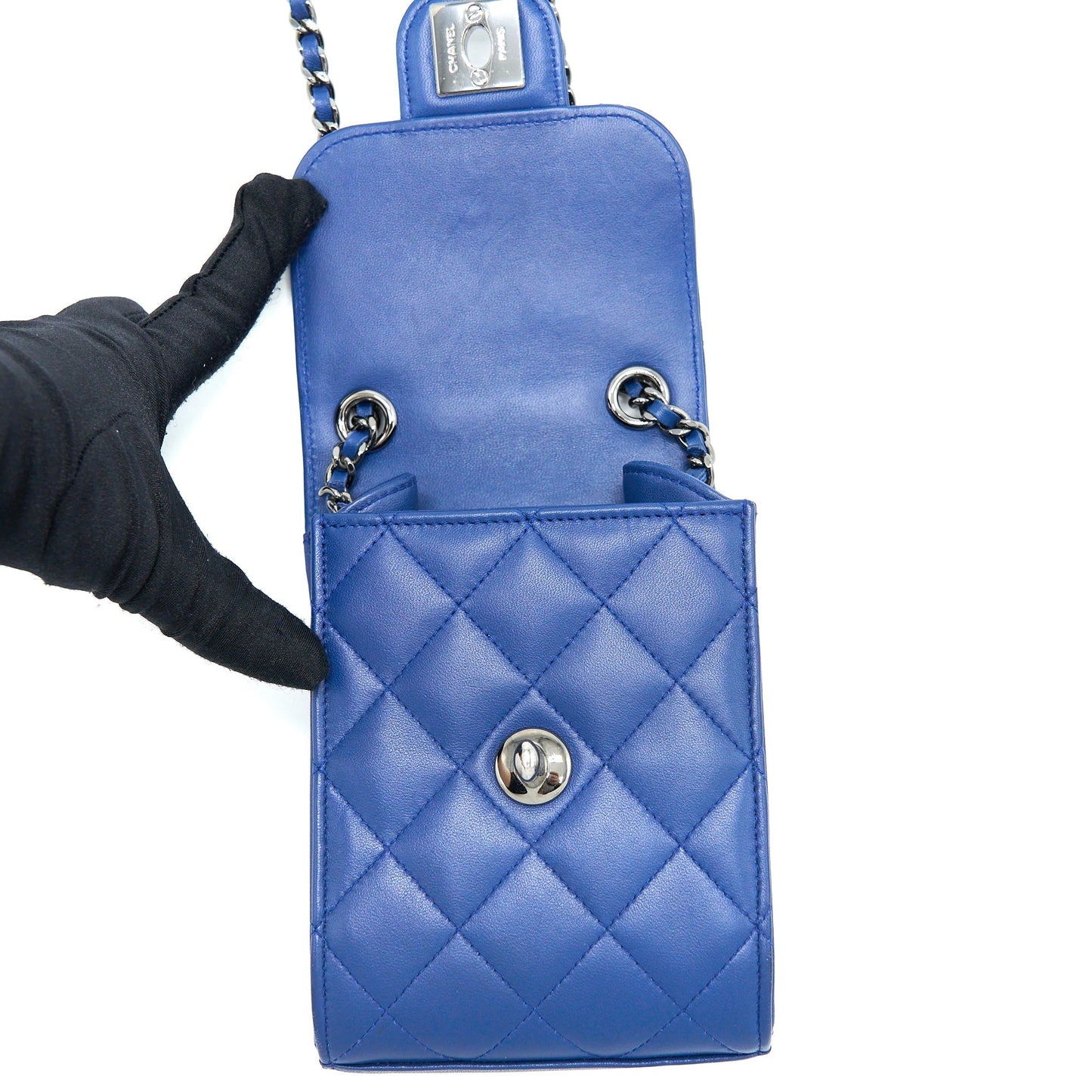 Chanel Flap Phone Case Lambskin Blue