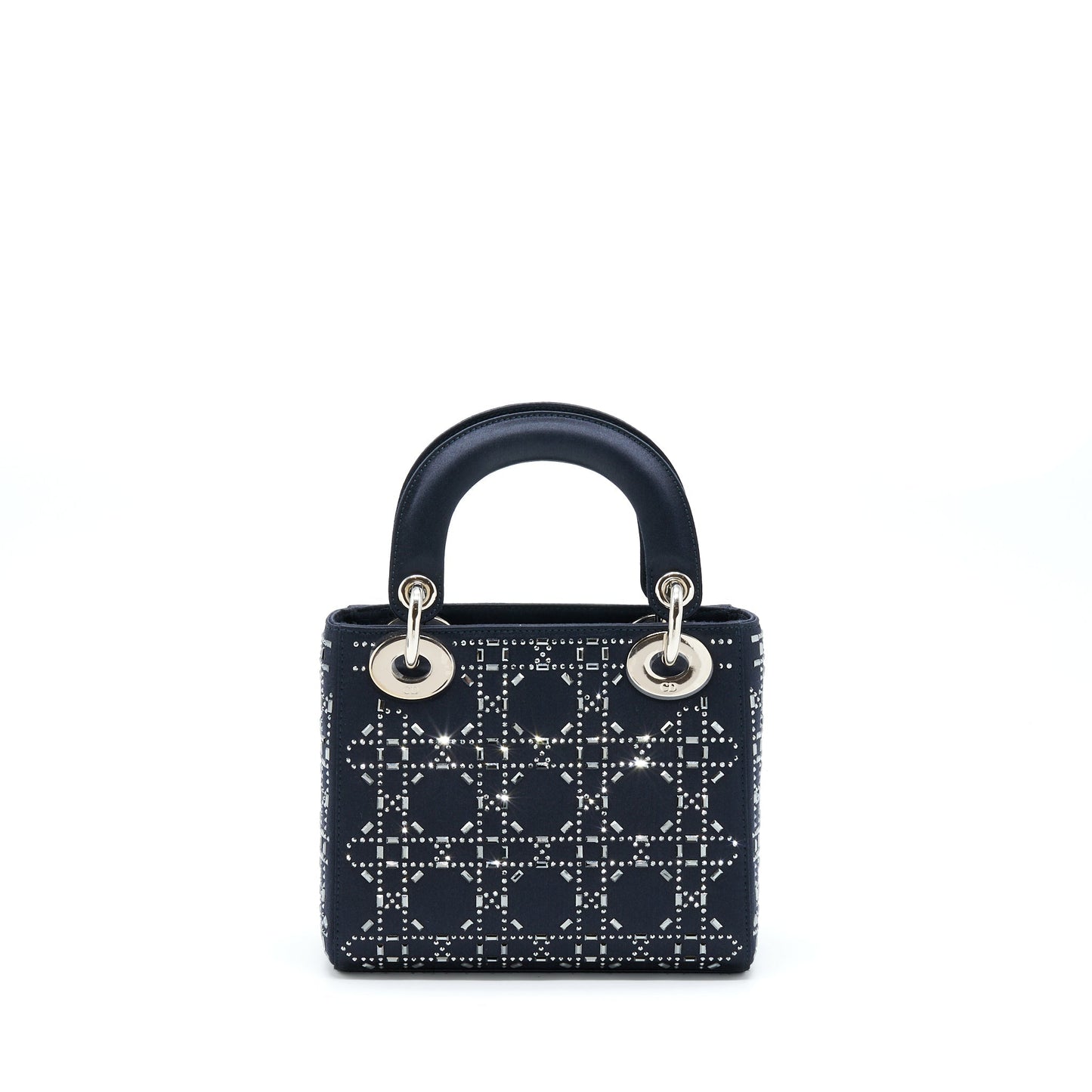 Dior Mini Lady Dior Satin Crystal Cannage Dark Blue
