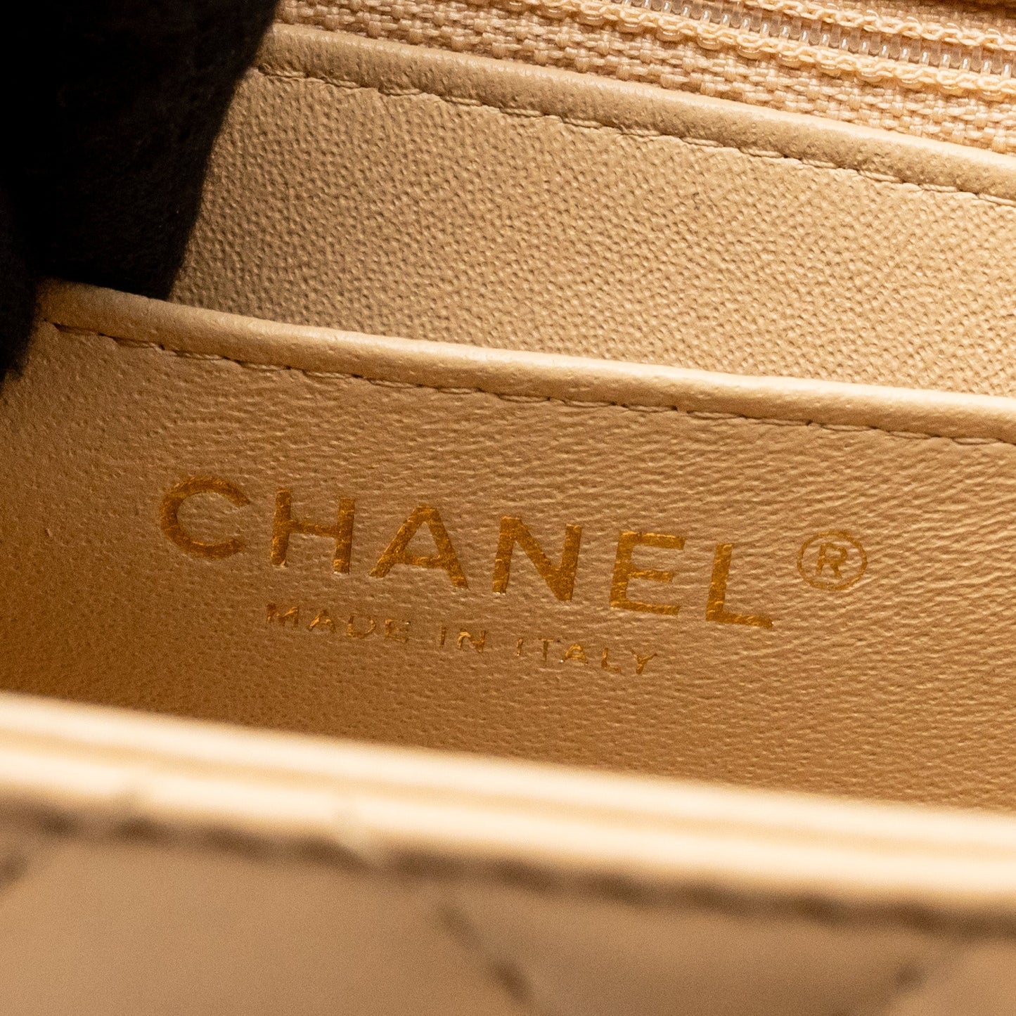 Chanel Mini Square Flap Bag Lambskin Beige L (Microchip)