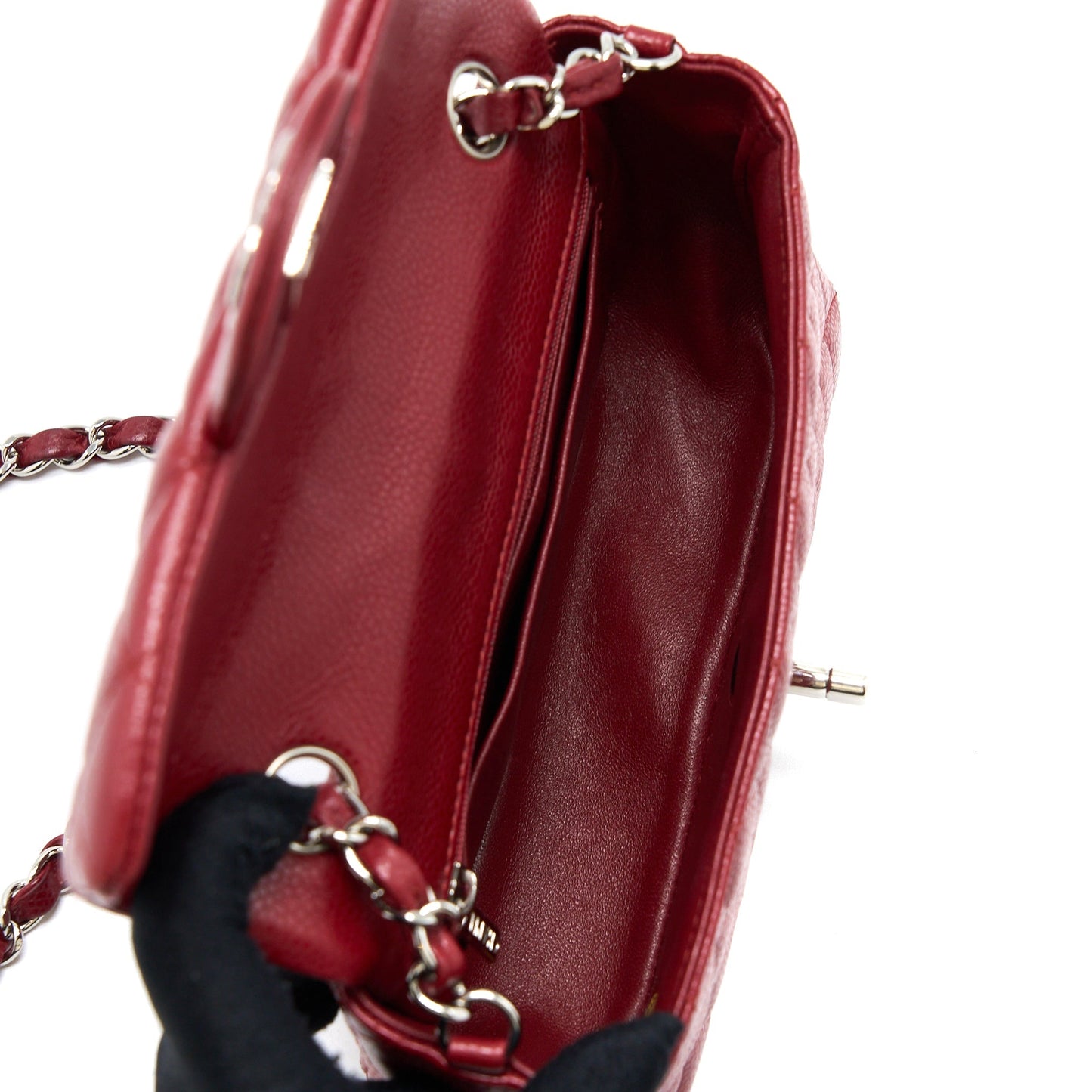 Chanel Mini Rectangular Flap Bag Caviar Red