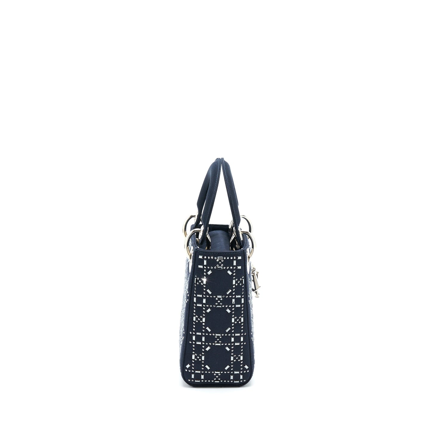 Dior Mini Lady Dior Satin Crystal Cannage Dark Blue