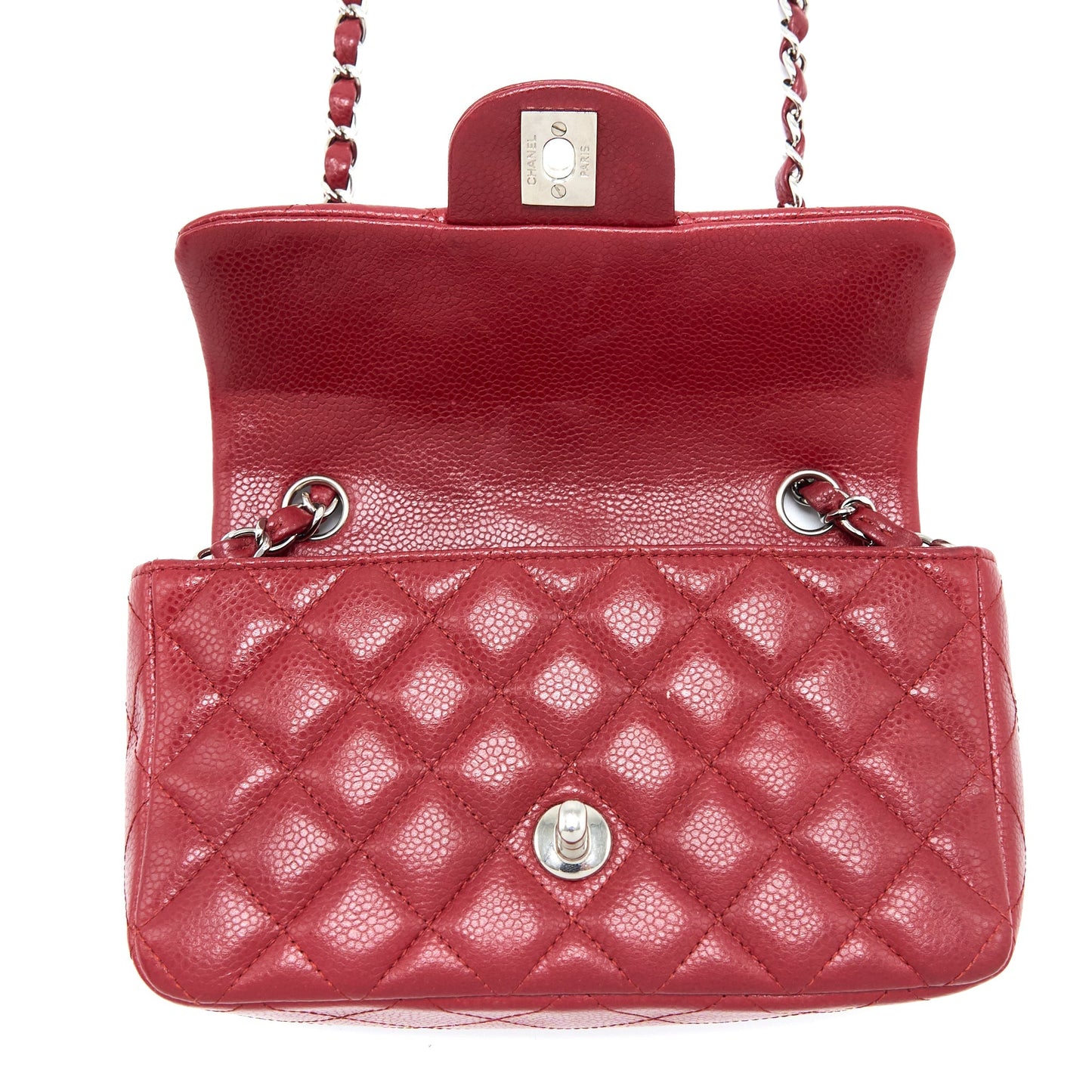 Chanel Mini Rectangular Flap Bag Caviar Red