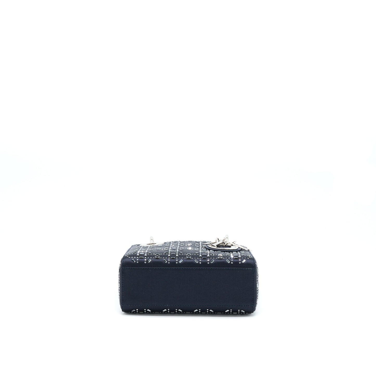 Dior Mini Lady Dior Satin Crystal Cannage Dark Blue