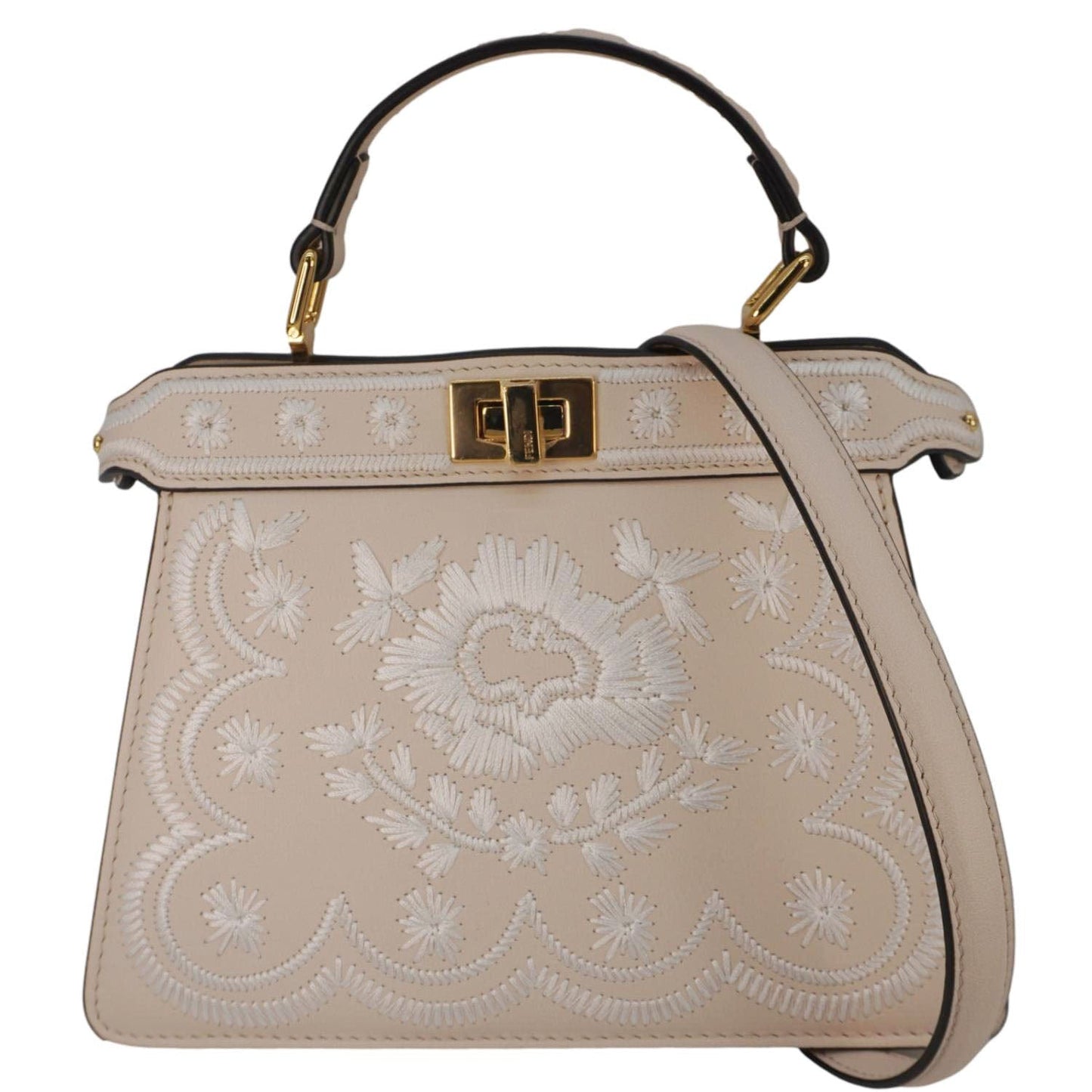 Fendi Peekaboo Leather Red Tote Bag Leather
