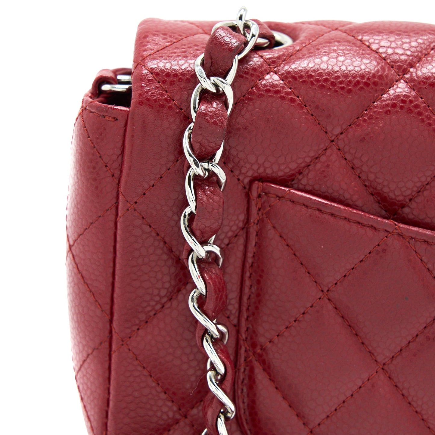 Chanel Mini Rectangular Flap Bag Caviar Red