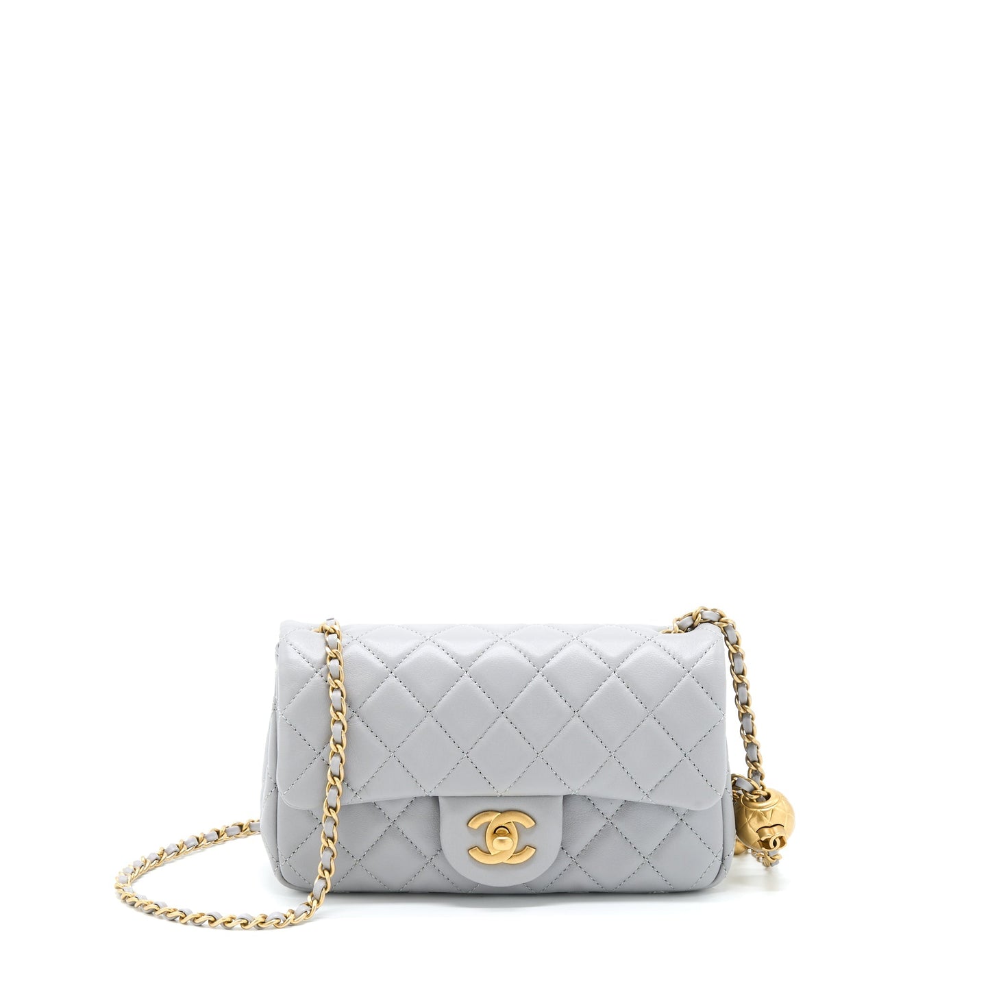 Chanel 21B Pearl Crush Mini Rectangular Flap Bag Lambskin Grey