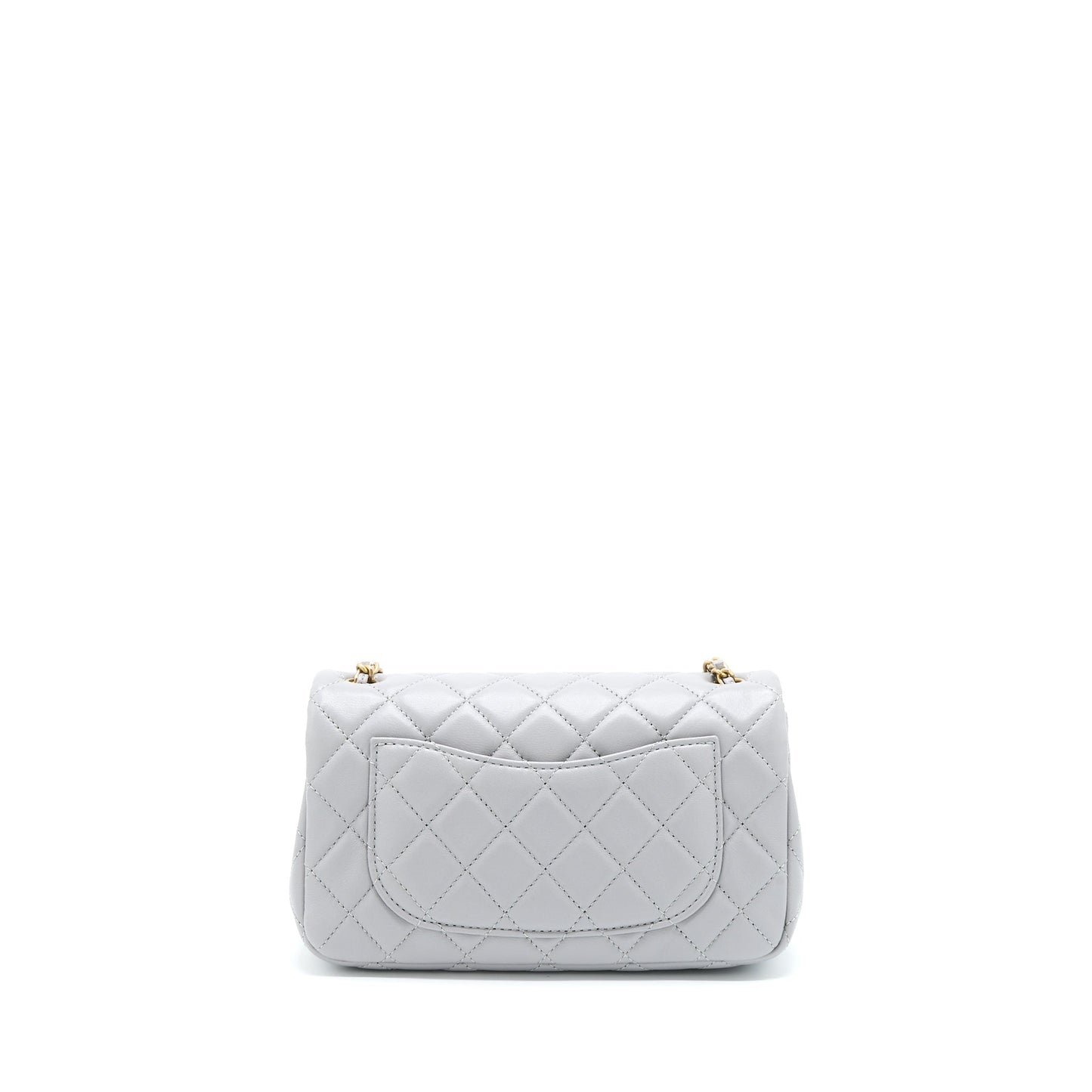 Chanel 21B Pearl Crush Mini Rectangular Flap Bag Lambskin Grey