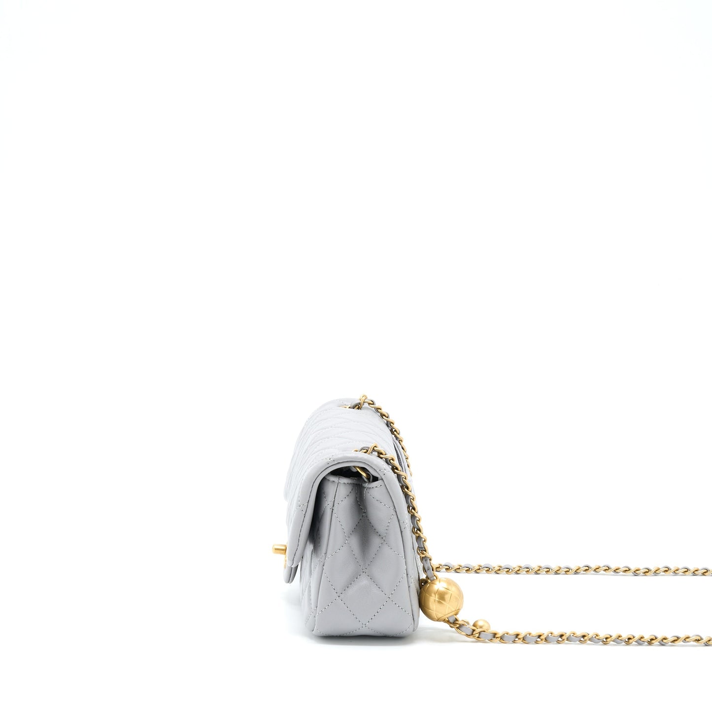 Chanel 21B Pearl Crush Mini Rectangular Flap Bag Lambskin Grey