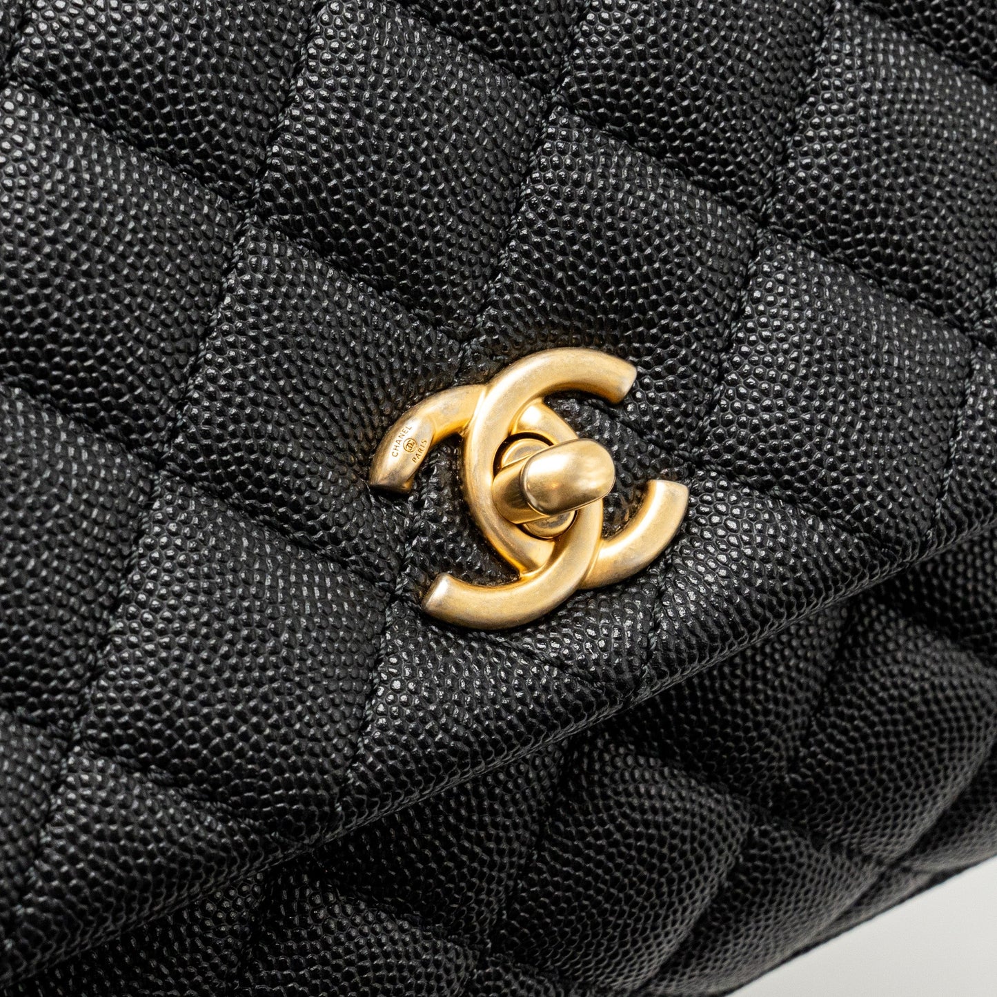 Chanel Small Coco Handle with Python Handle caviar Black/Burgundy