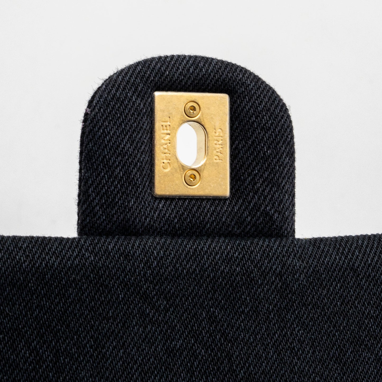 Chanel Black Denim Flap Bag Brushed  (Microchip)