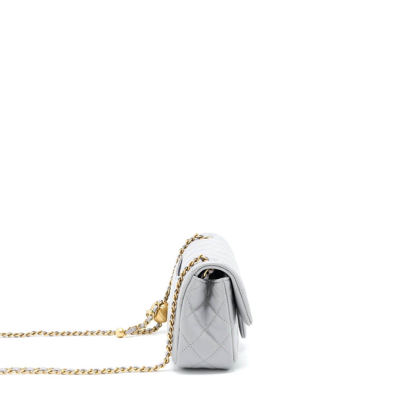 Chanel 21B Pearl Crush Mini Rectangular Flap Bag Lambskin Grey