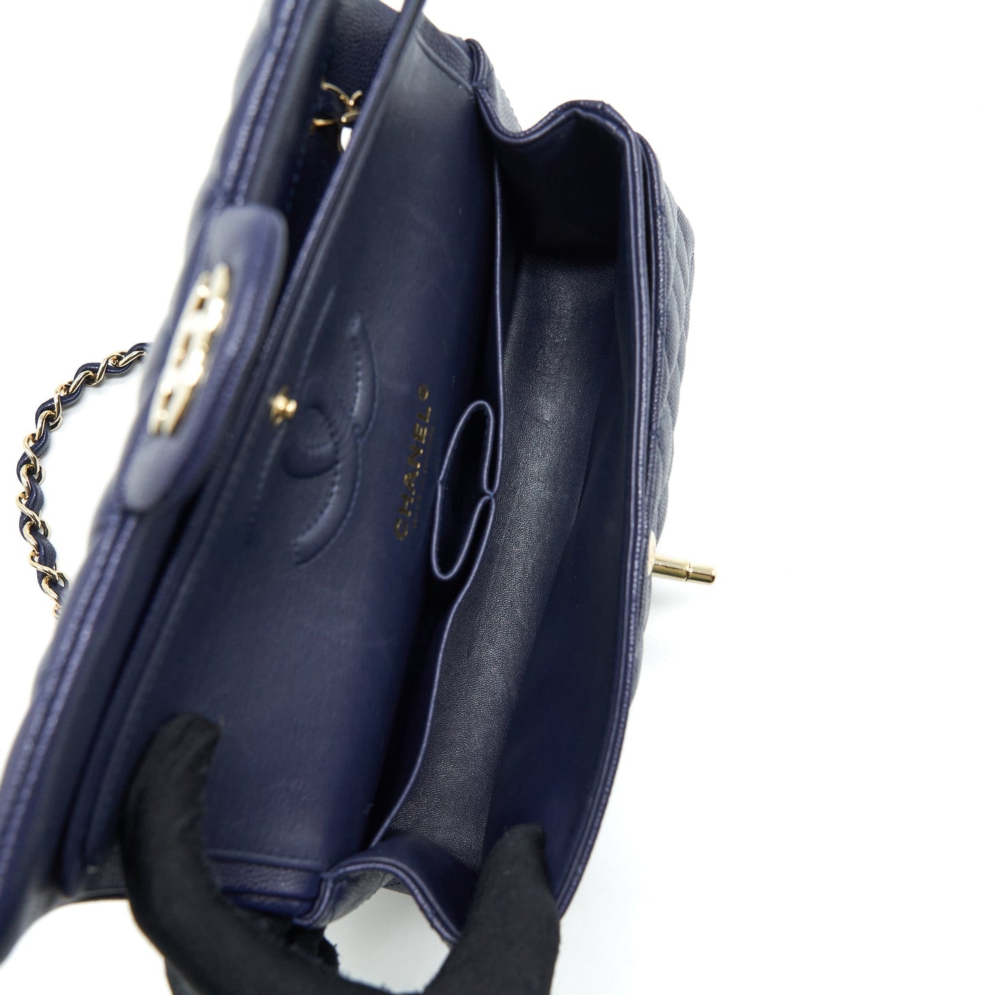 Chanel Small Classic Flap Bag Caviar Dark Blue L
