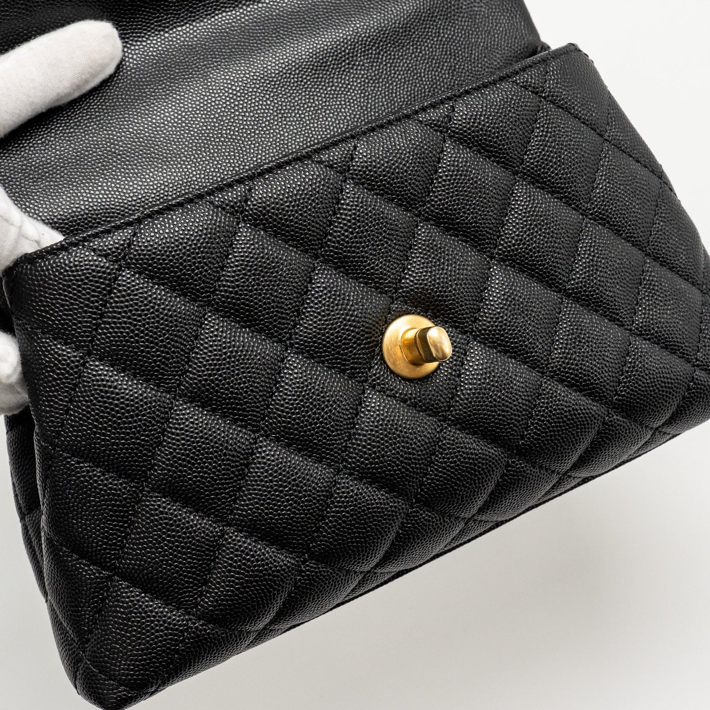 Chanel Small Coco Handle with Python Handle caviar Black/Burgundy