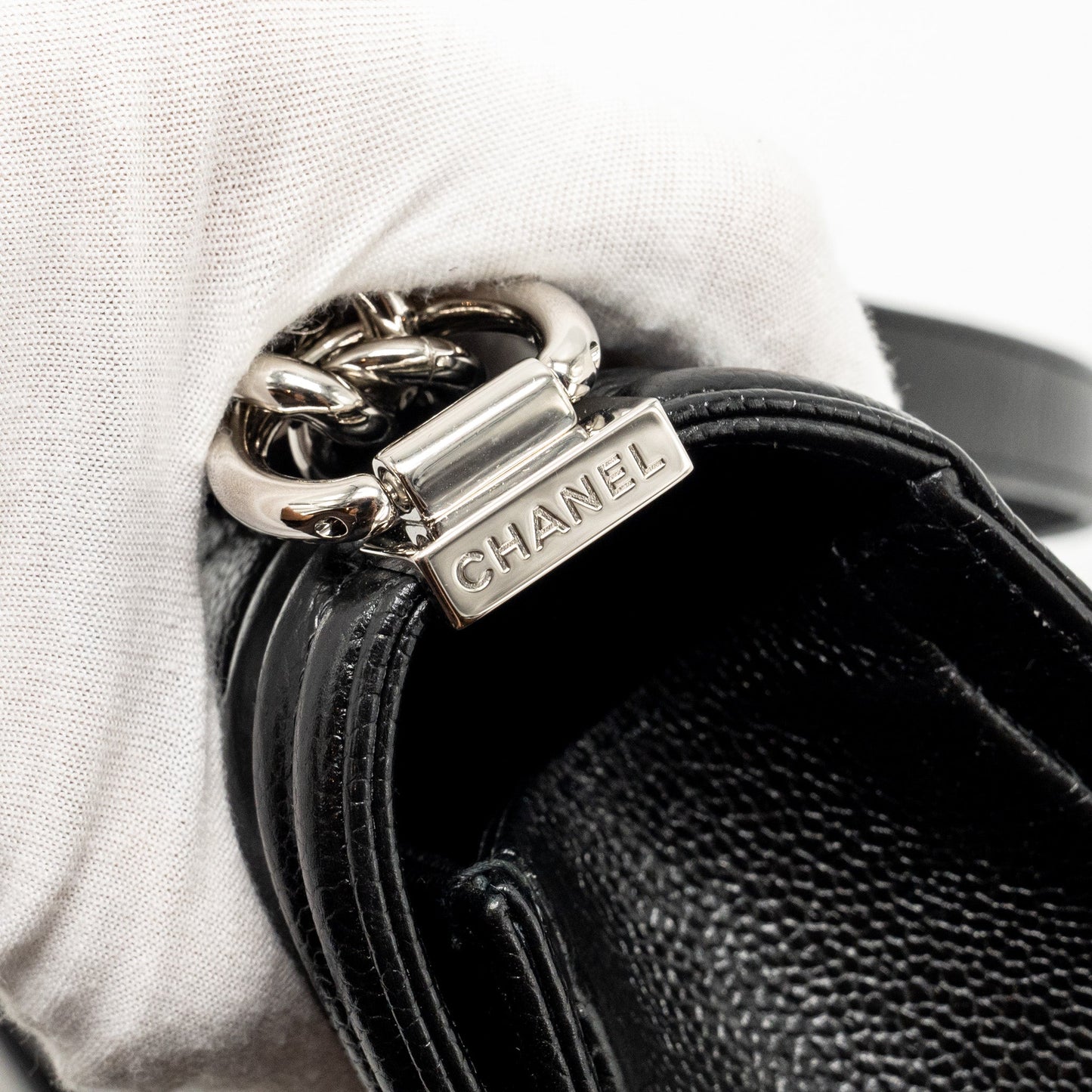 Chanel Chevron Medium Boy Bag caviar black