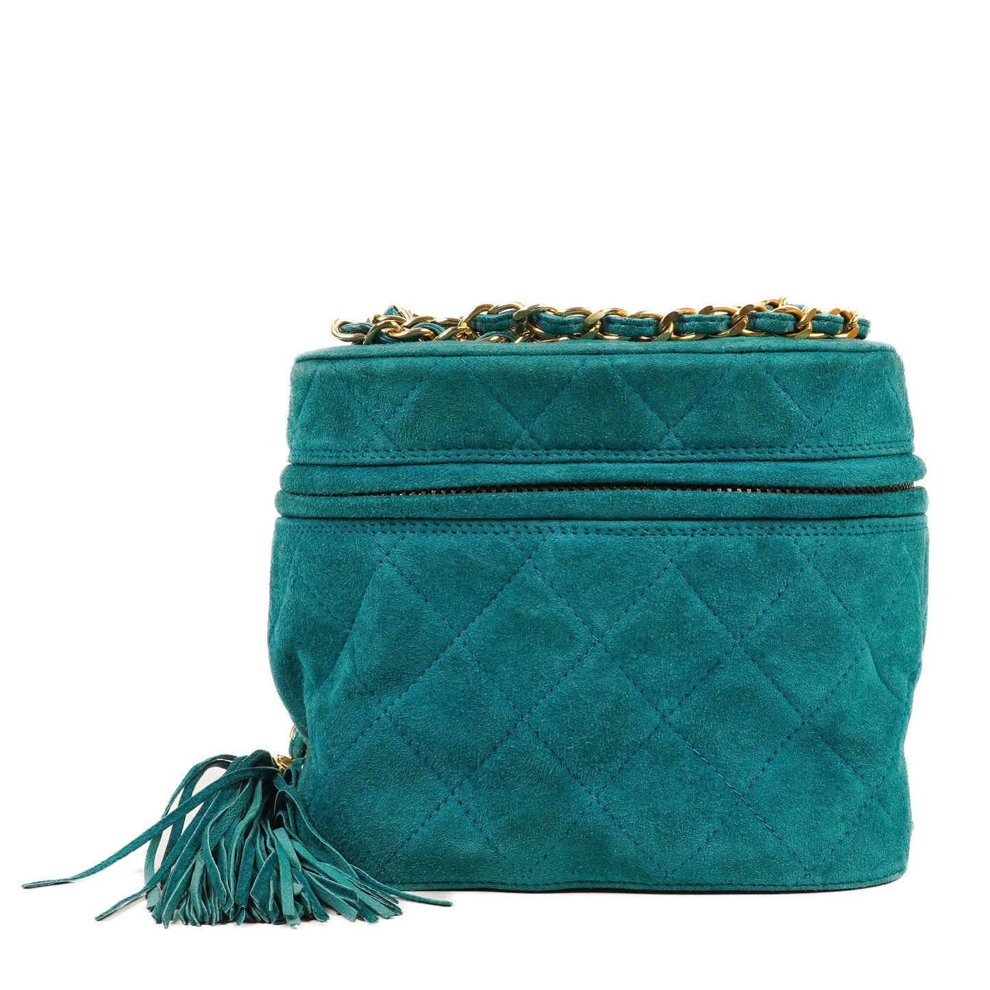 Chanel Quilted Suede Vanity Case