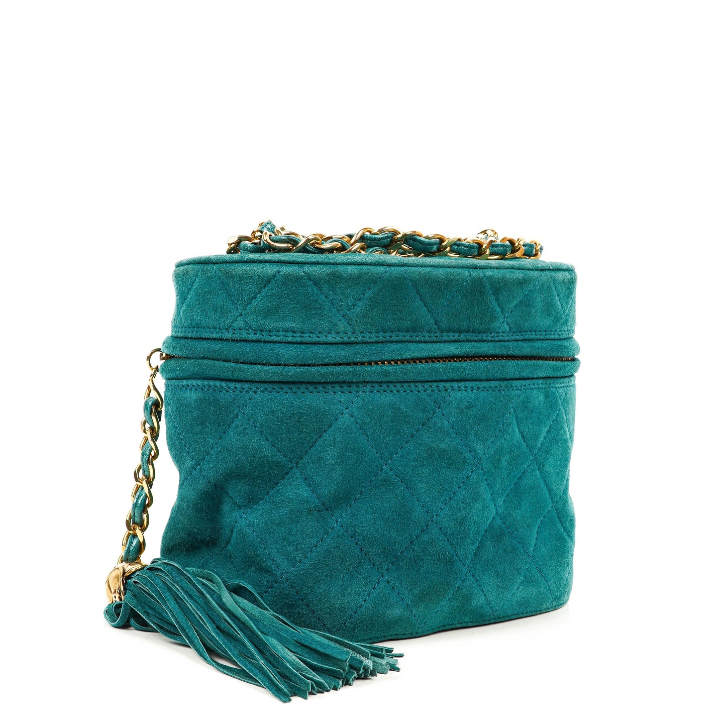 Chanel Quilted Suede Vanity Case