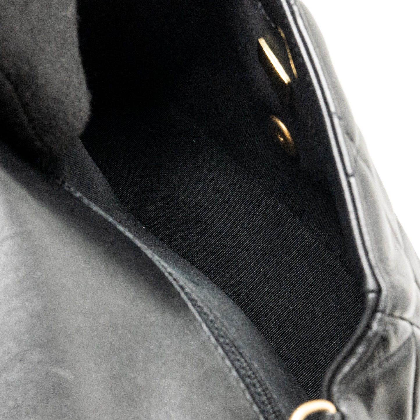 Chanel Quilted Mini Flap Bag with Detailed Chain Lambskin Black  (Microchip)
