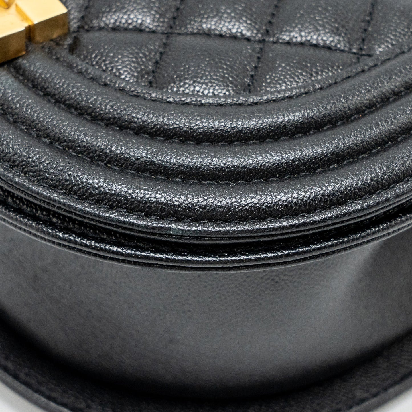 Chanel 22A Round Boy Messenger Bag Caviar Black  (Microchip)