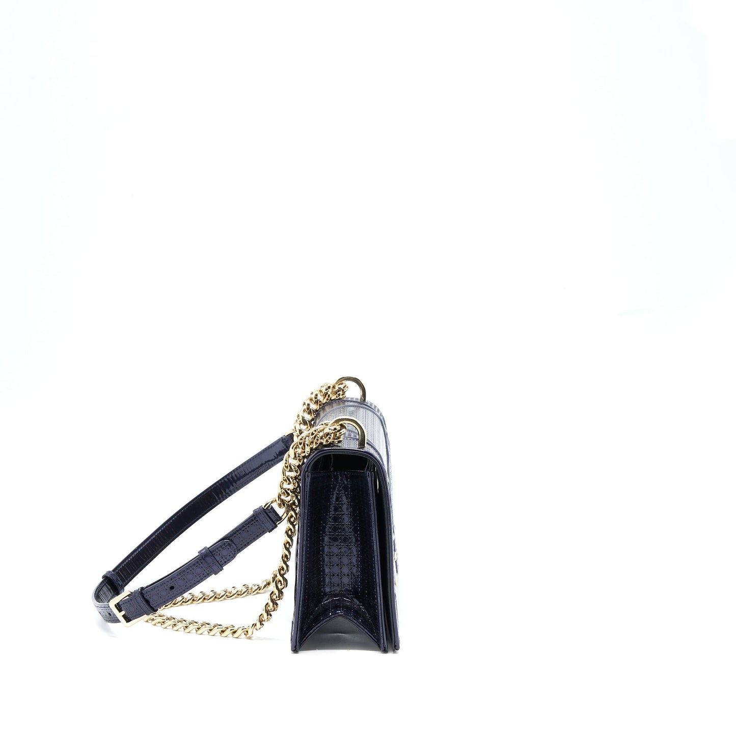 Dior Medium Diorama Calfskin Metallic Navy