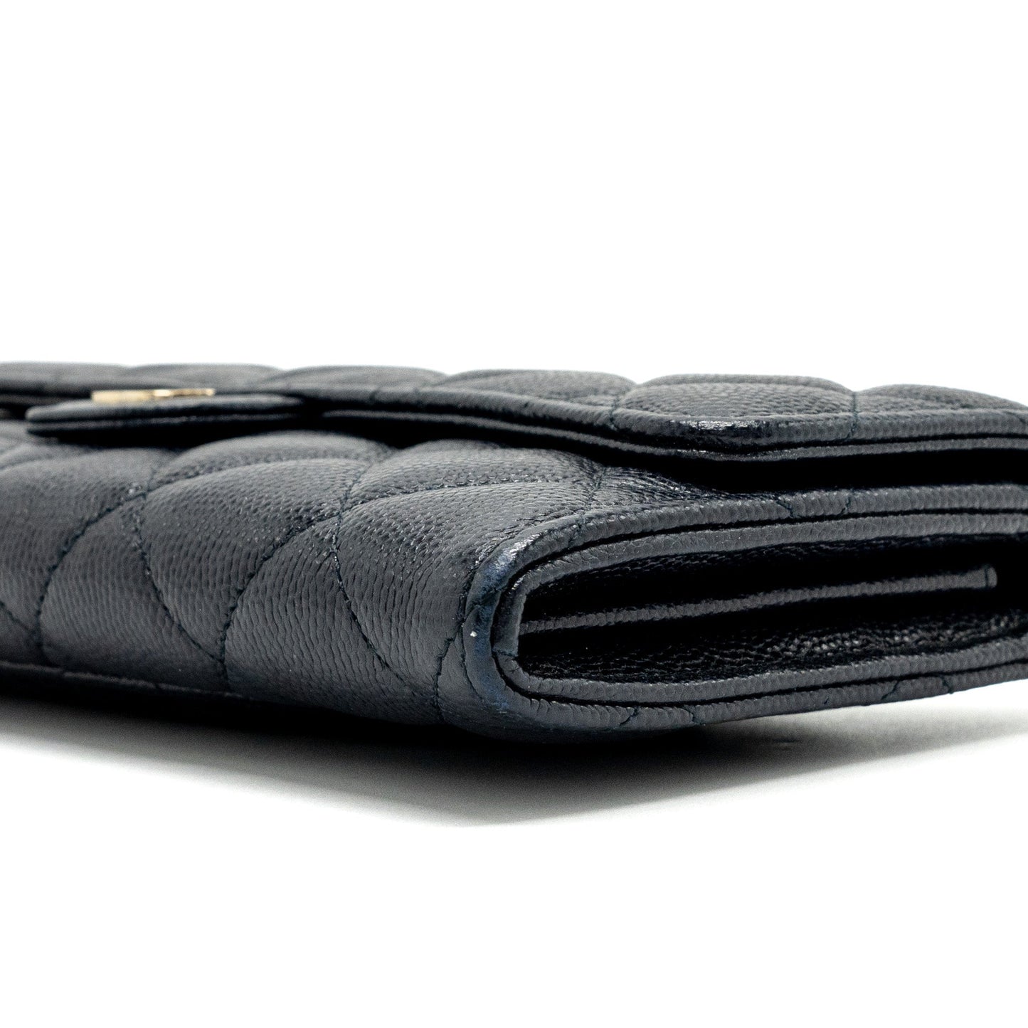Chanel Classic Long Flap Wallet Caviar Navy L