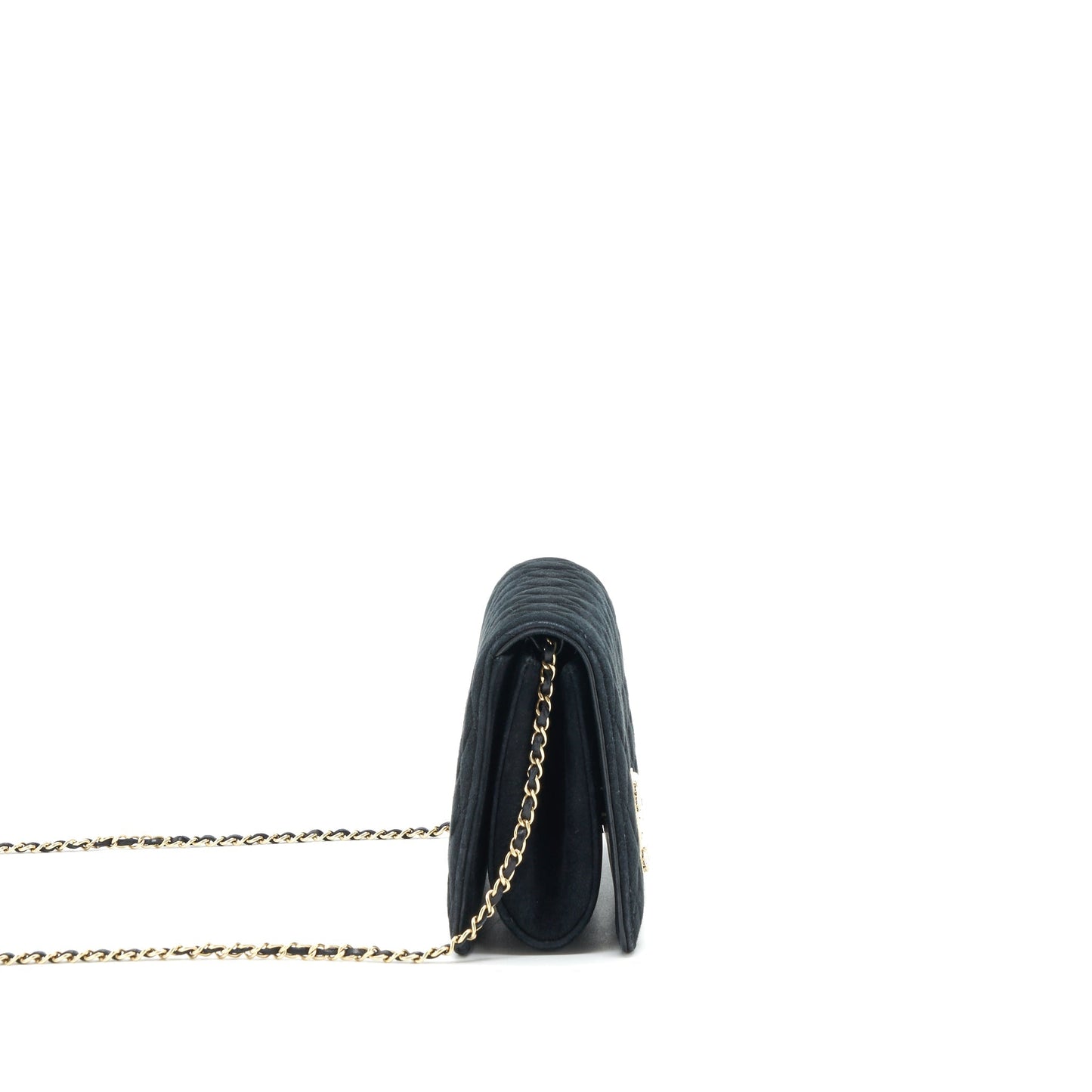 Chanel Quilted Velvet CC Logo Flap Bag black L