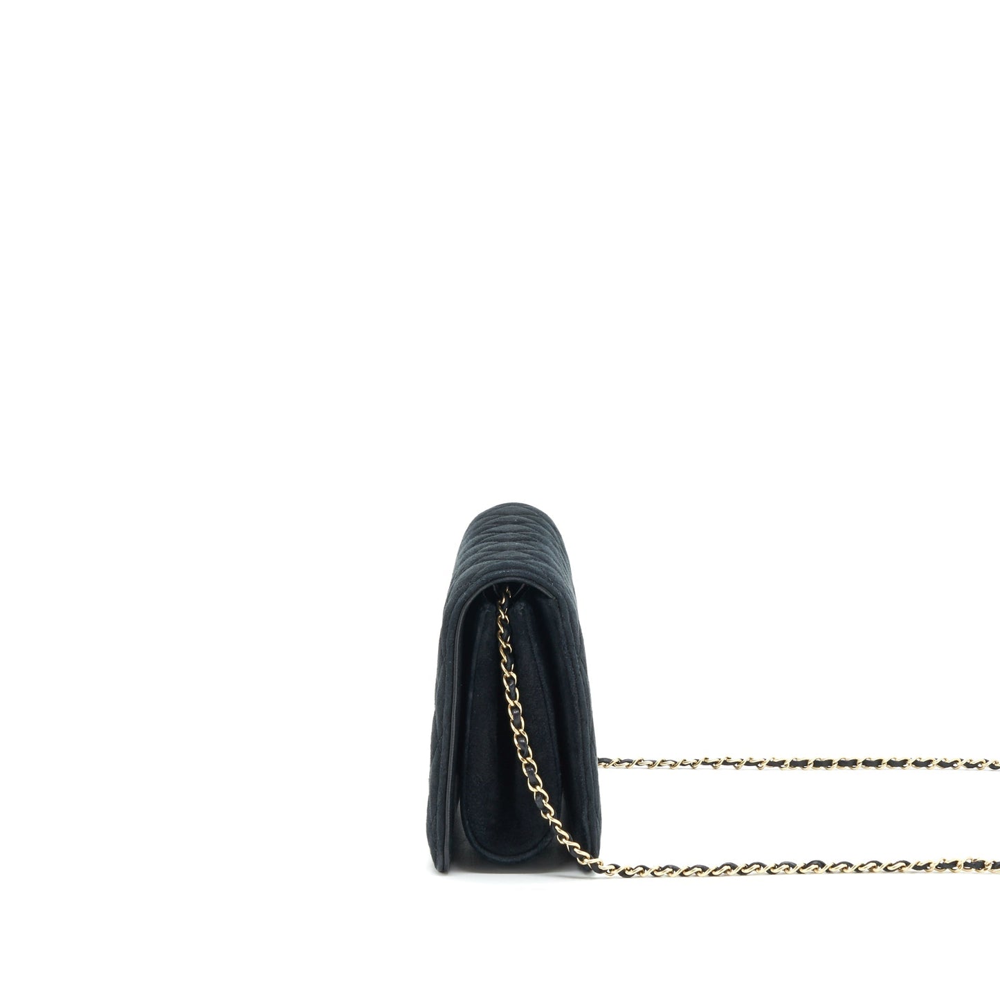 Chanel Quilted Velvet CC Logo Flap Bag black L
