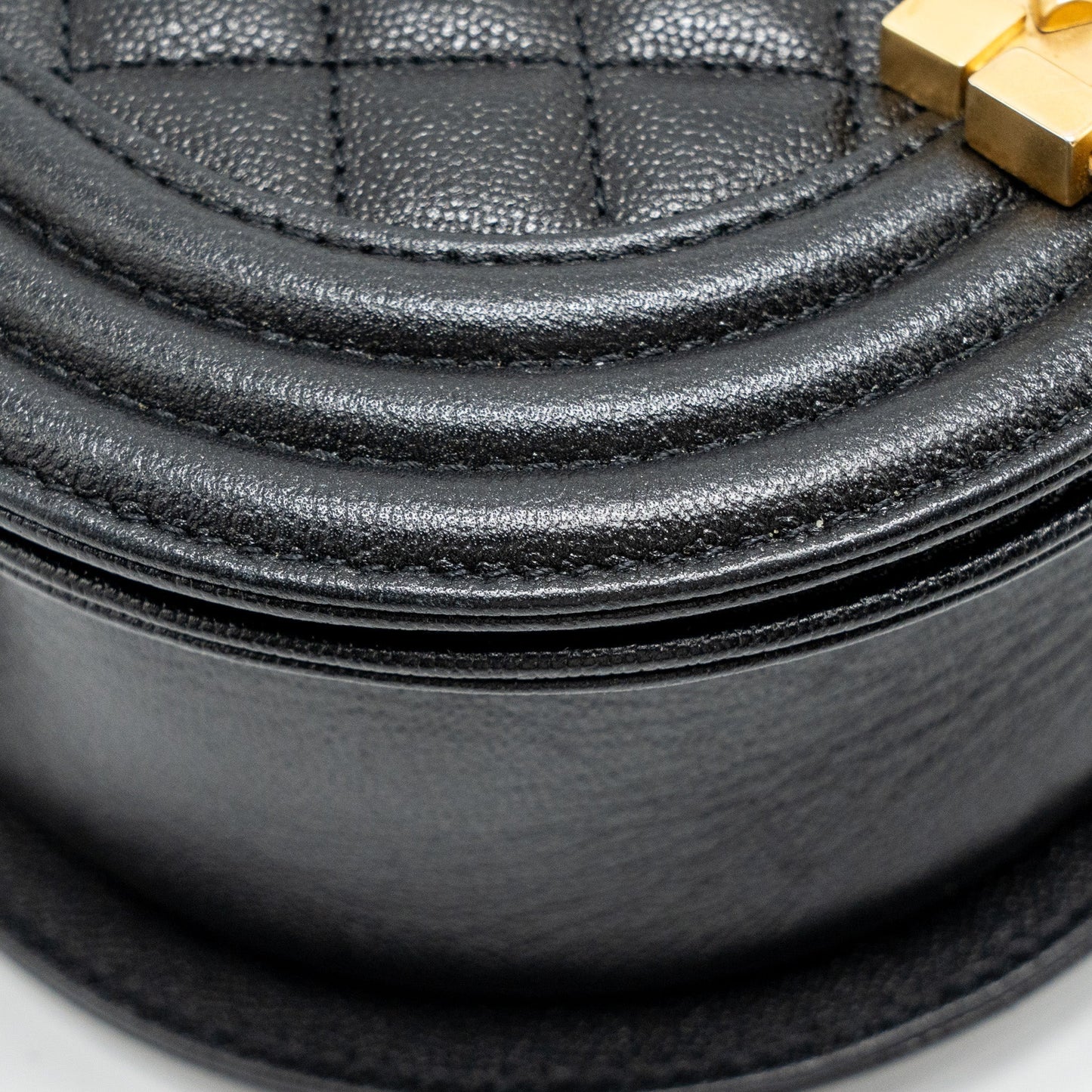 Chanel 22A Round Boy Messenger Bag Caviar Black  (Microchip)