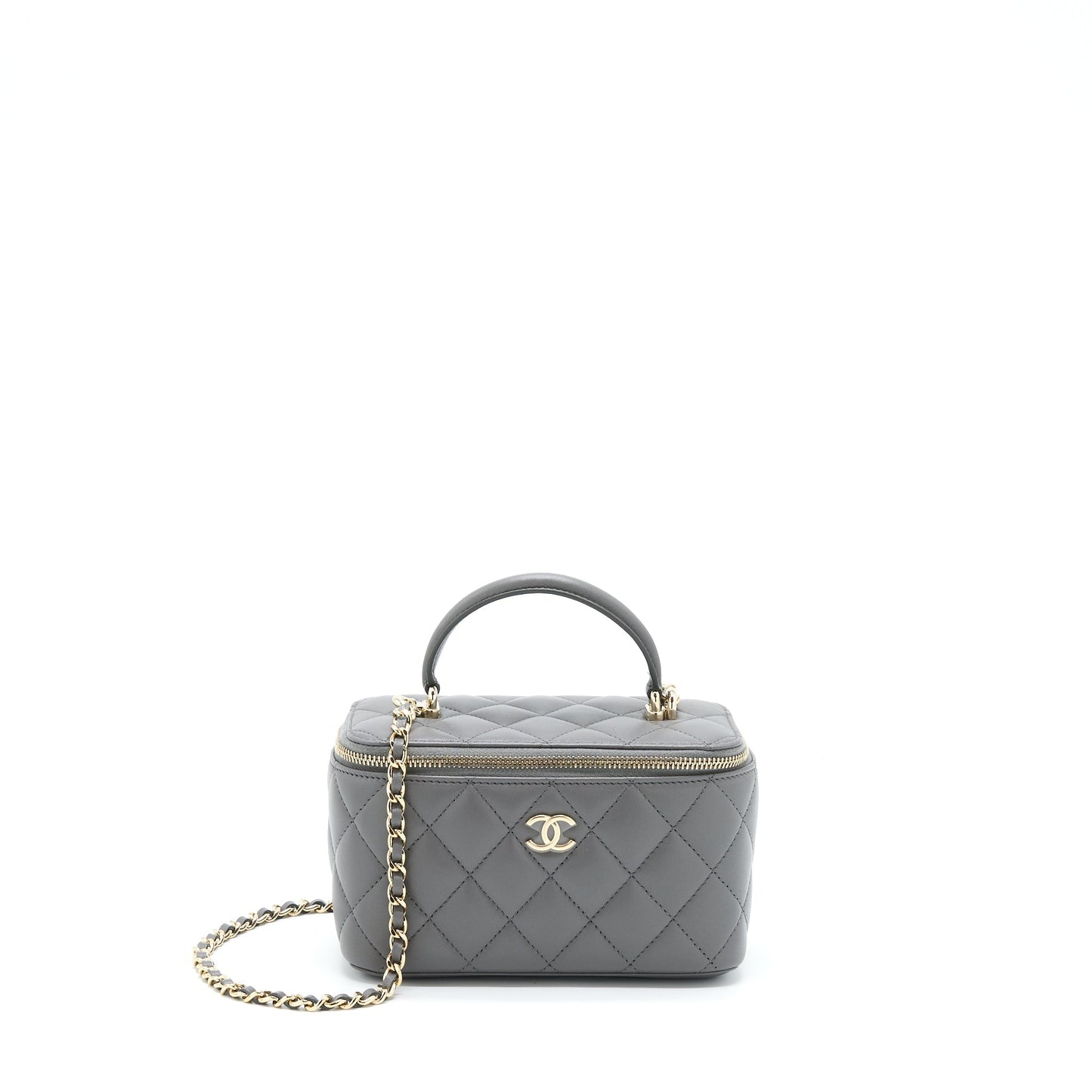 Chanel 22A Top Handle Long Vanity With Chain Grey