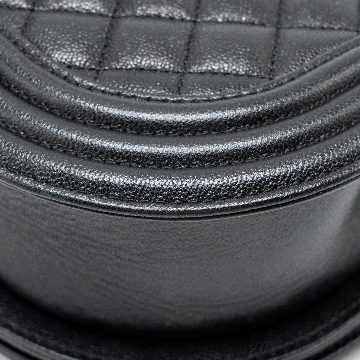 Chanel 22A Round Boy Messenger Bag Caviar Black  (Microchip)