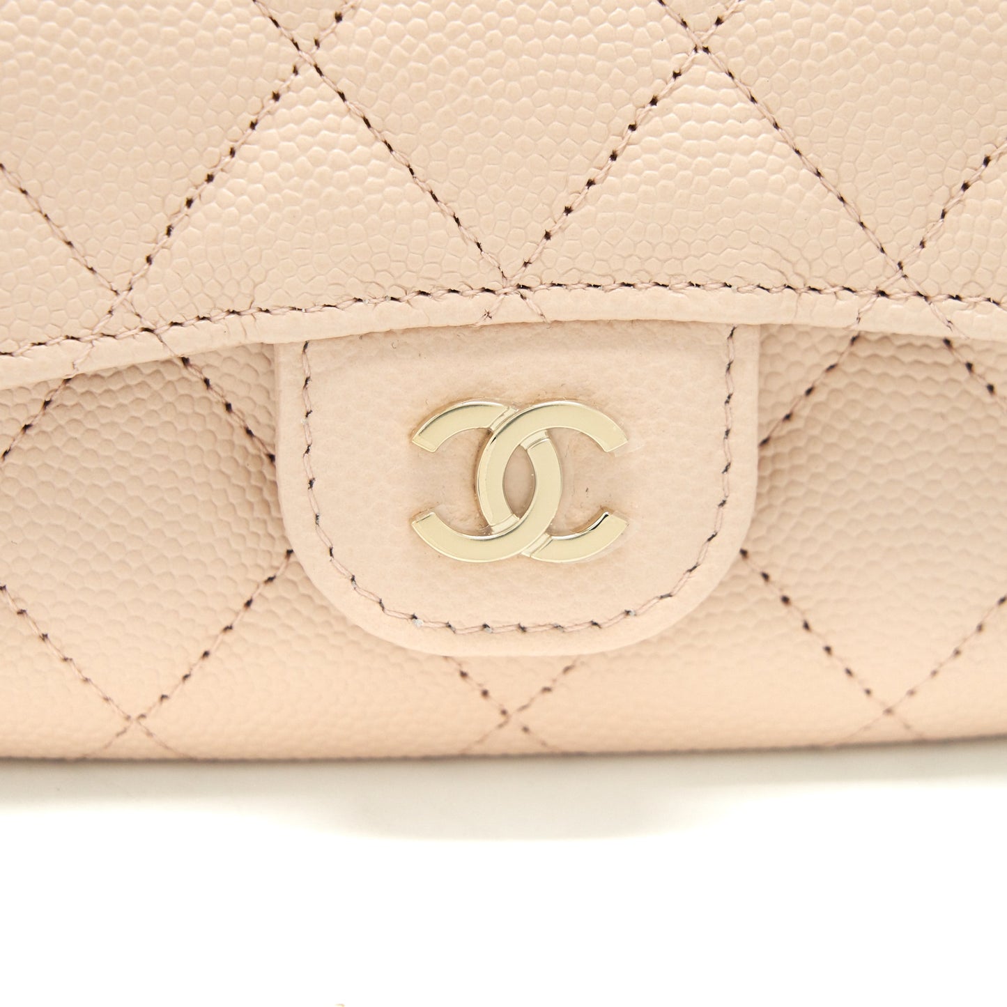 Chanel 22C Flap Cardholder Caviar Light Beige L