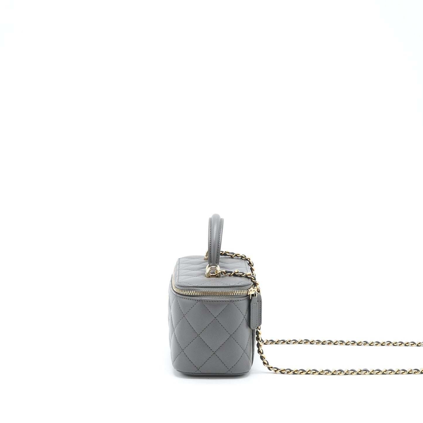 Chanel 22A Top Handle Long Vanity With Chain Grey