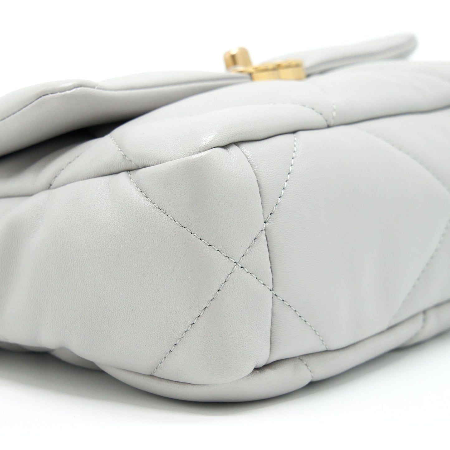 Chanel Small 19 Bag Lambskin Light Grey With Multicolour Hardware