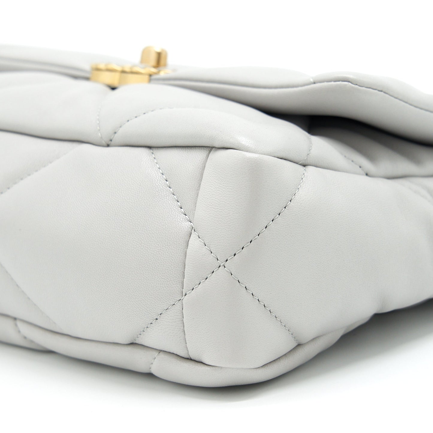 Chanel Small 19 Bag Lambskin Light Grey With Multicolour Hardware