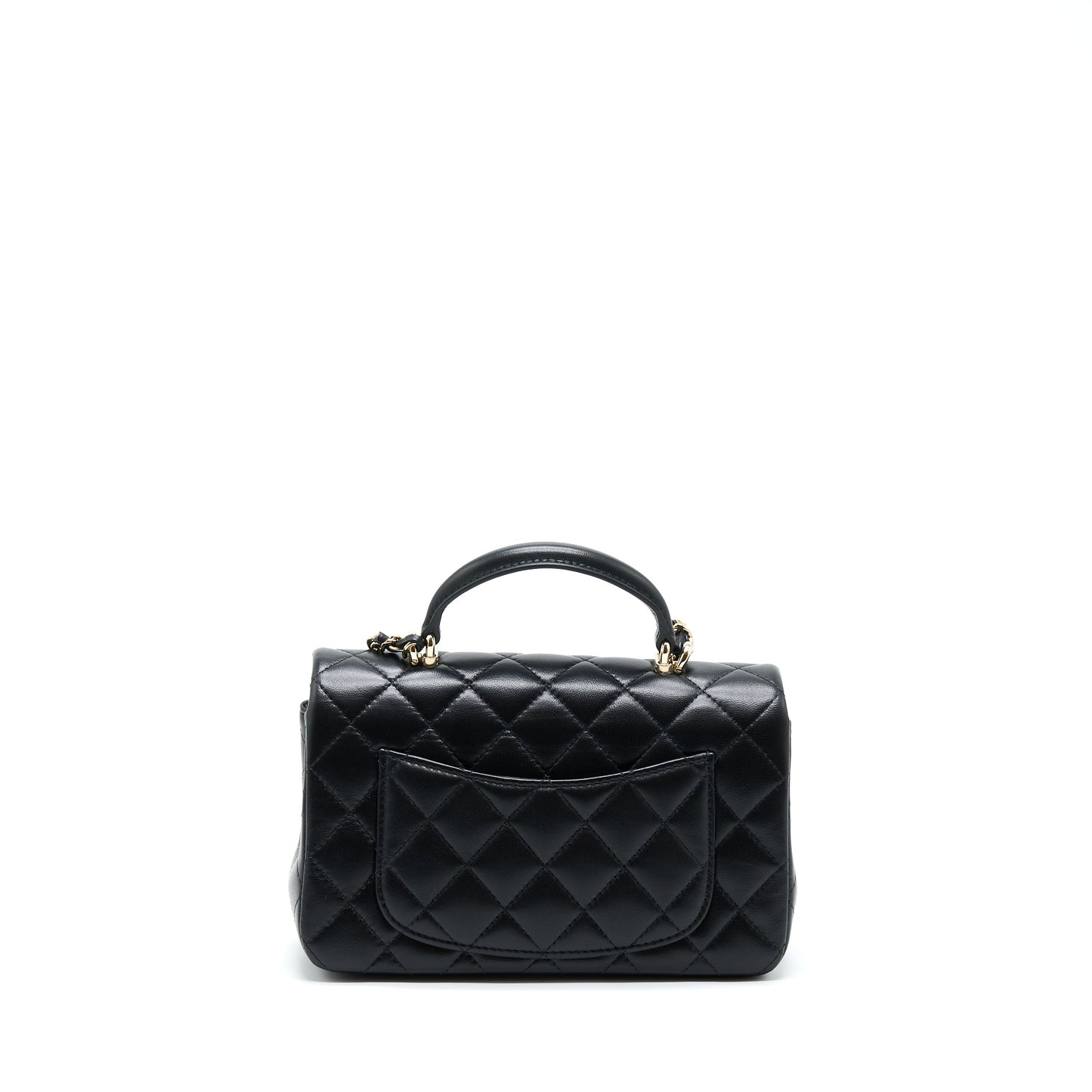 Chanel 22A Top Handle Mini Rectangular Flap Bag Lambskin Black