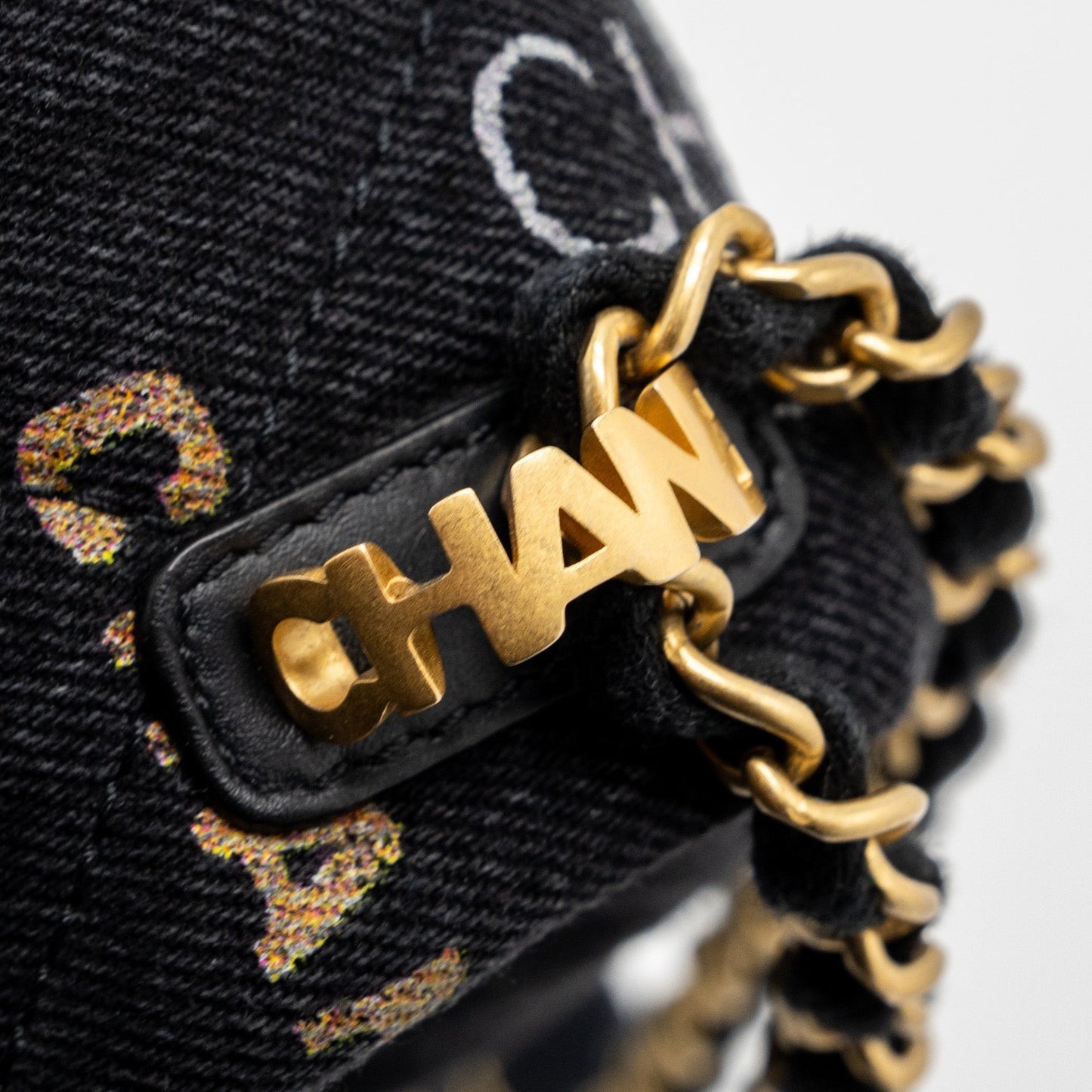 Chanel Black Denim Flap Bag Brushed  (Microchip)