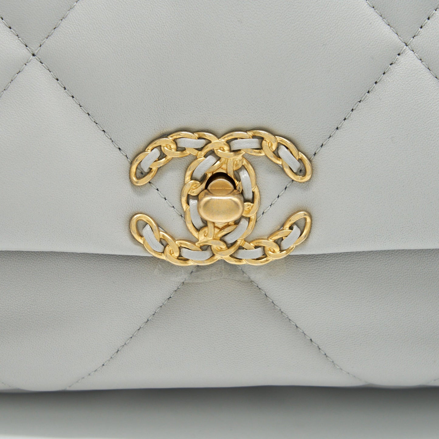 Chanel Small 19 Bag Lambskin Light Grey With Multicolour Hardware