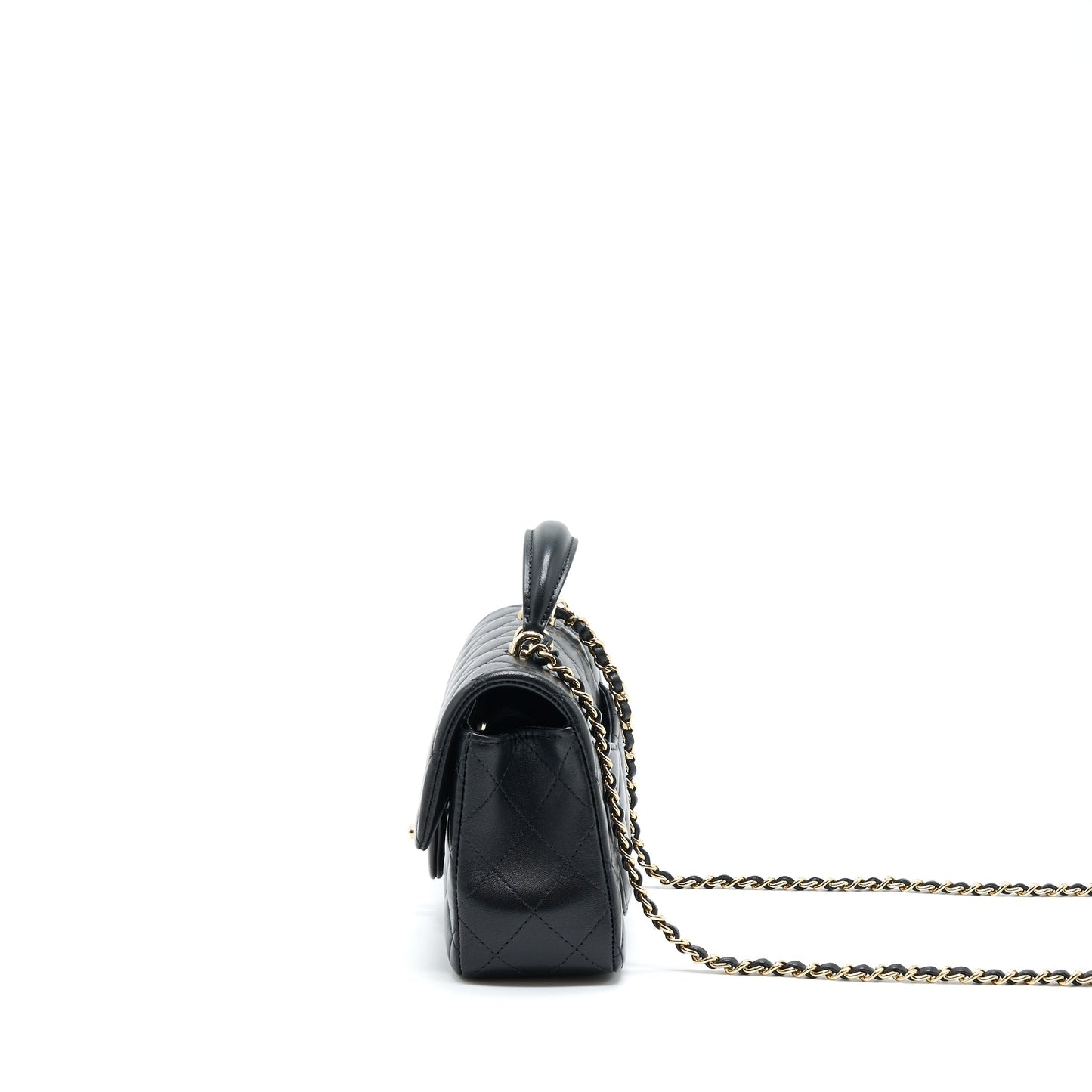 Chanel 22A Top Handle Mini Rectangular Flap Bag Lambskin Black