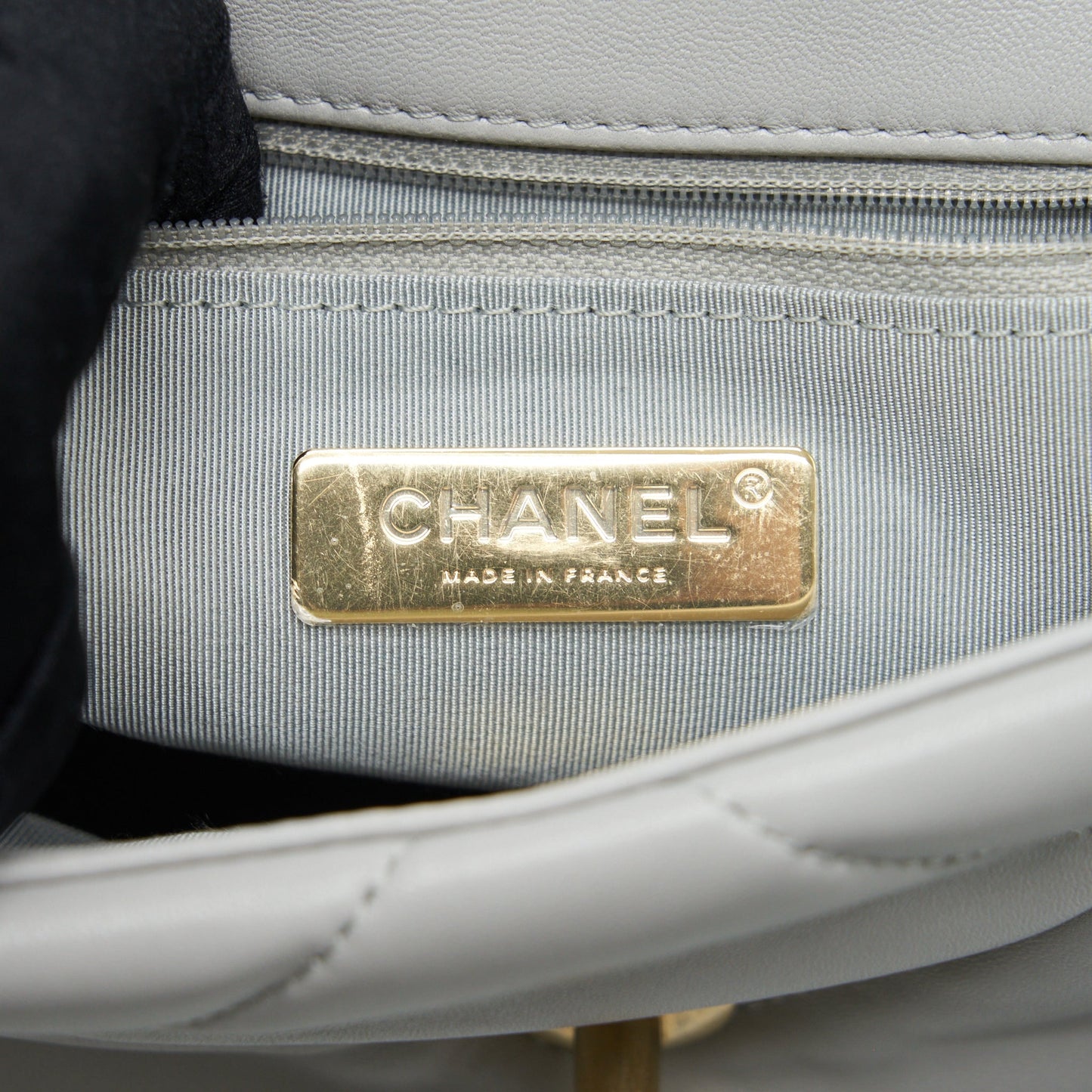Chanel Small 19 Bag Lambskin Light Grey With Multicolour Hardware