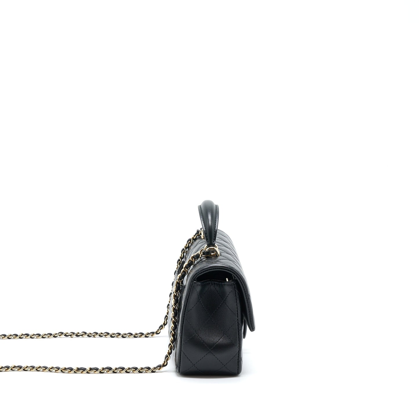 Chanel 22A Top Handle Mini Rectangular Flap Bag Lambskin Black